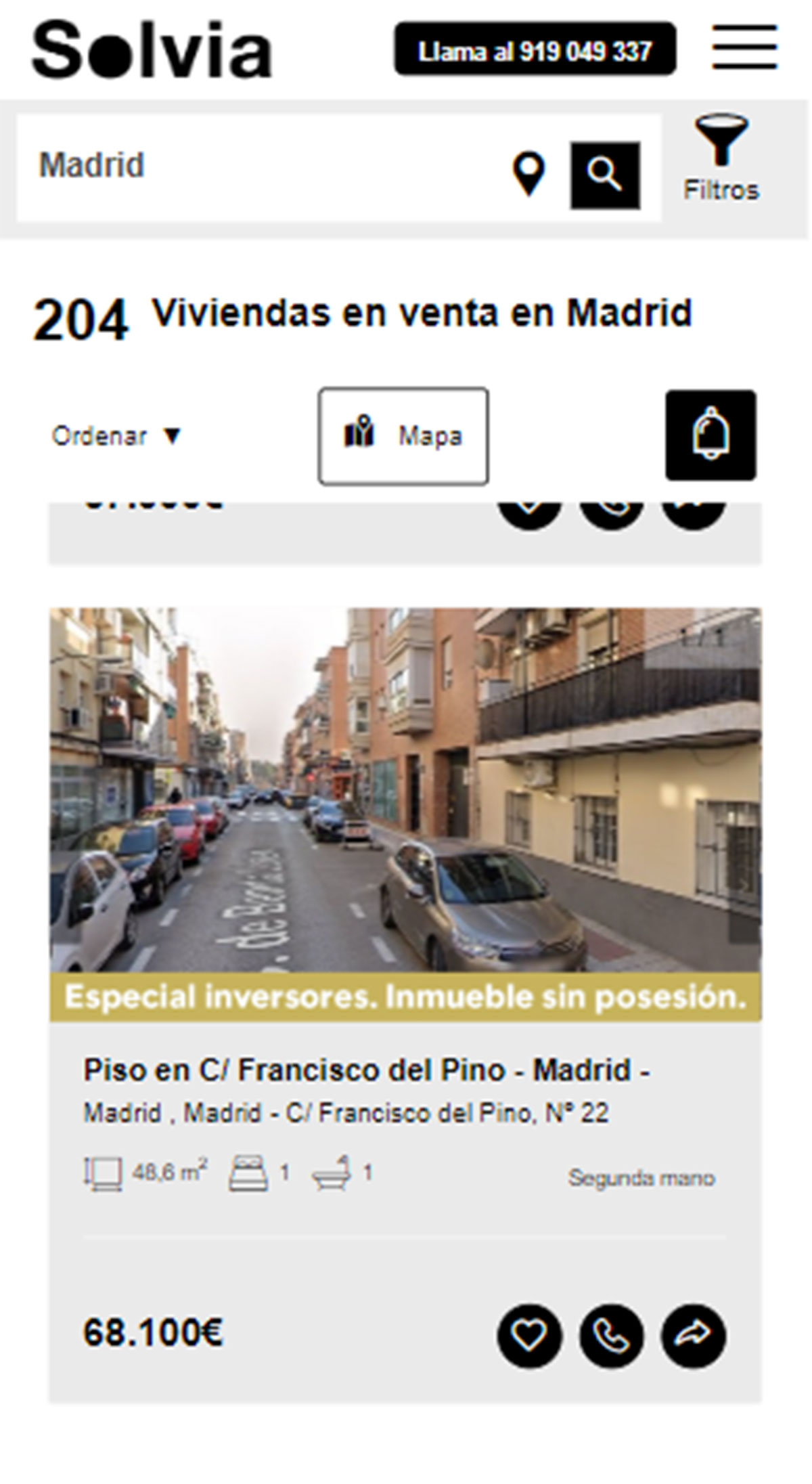 Piso en la ciudad de Madrid por 68.100 euros