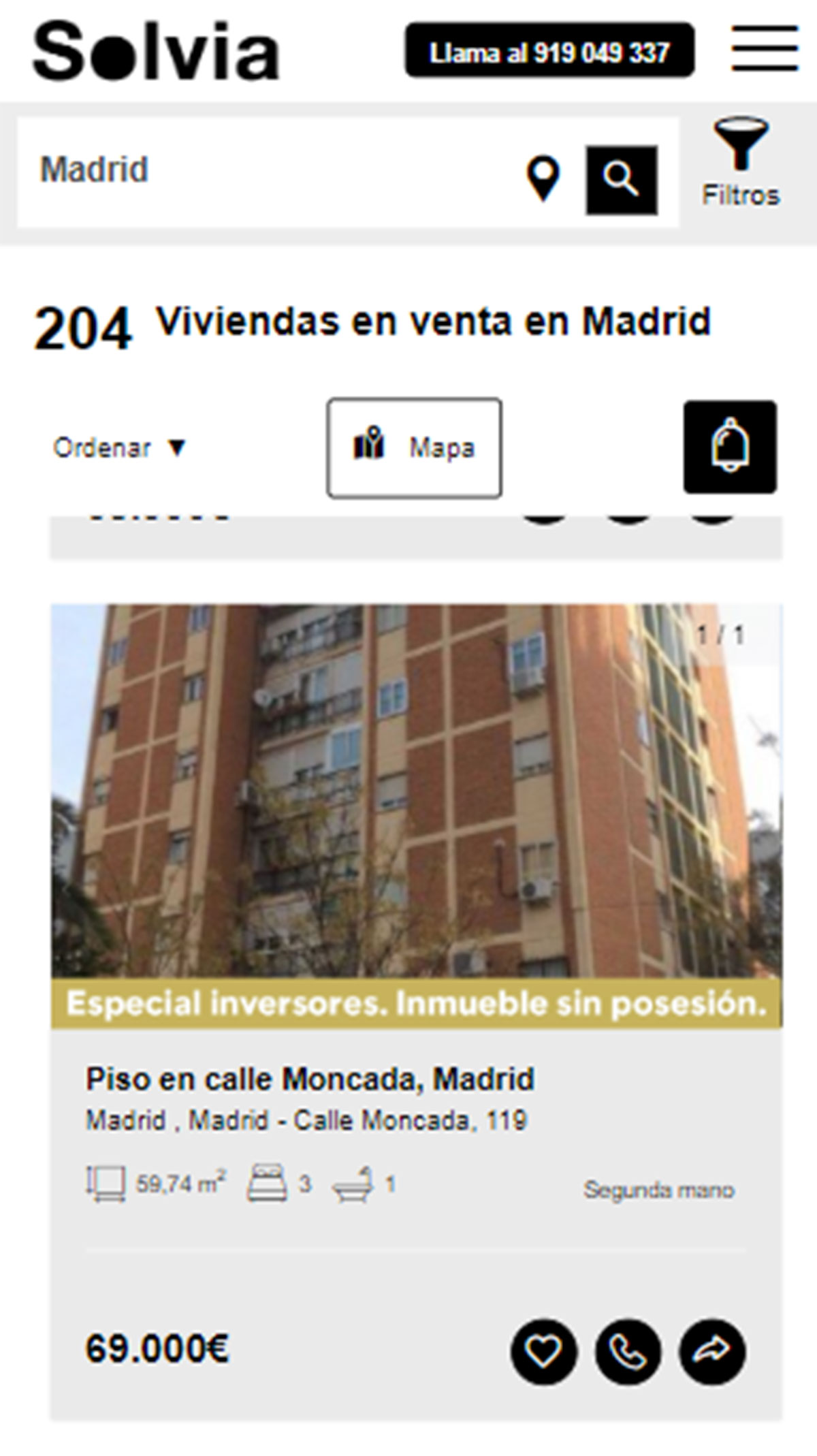 Piso en la ciudad de Madrid por 69.000 euros