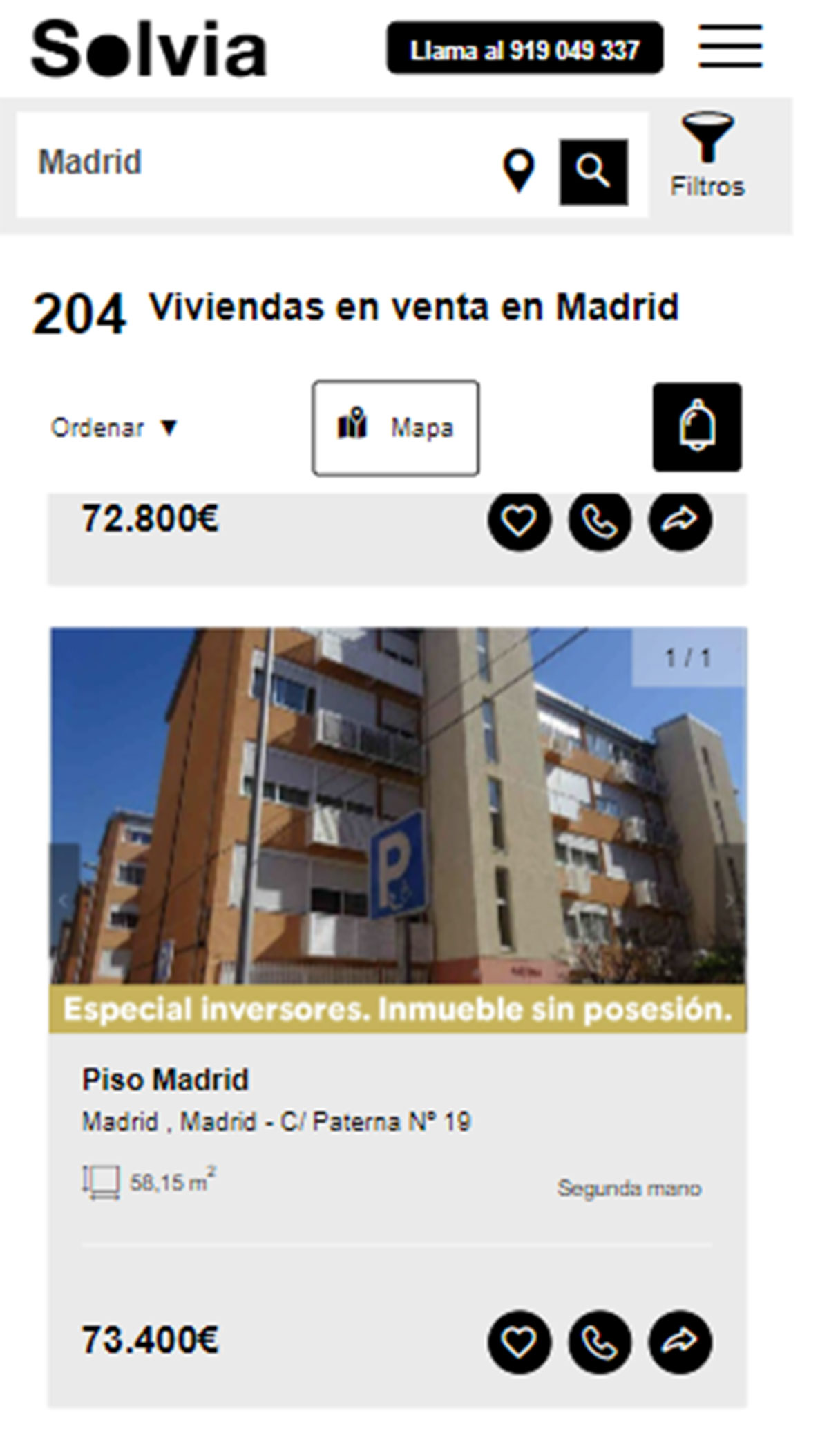 Piso en la ciudad de Madrid por 73.400 euros