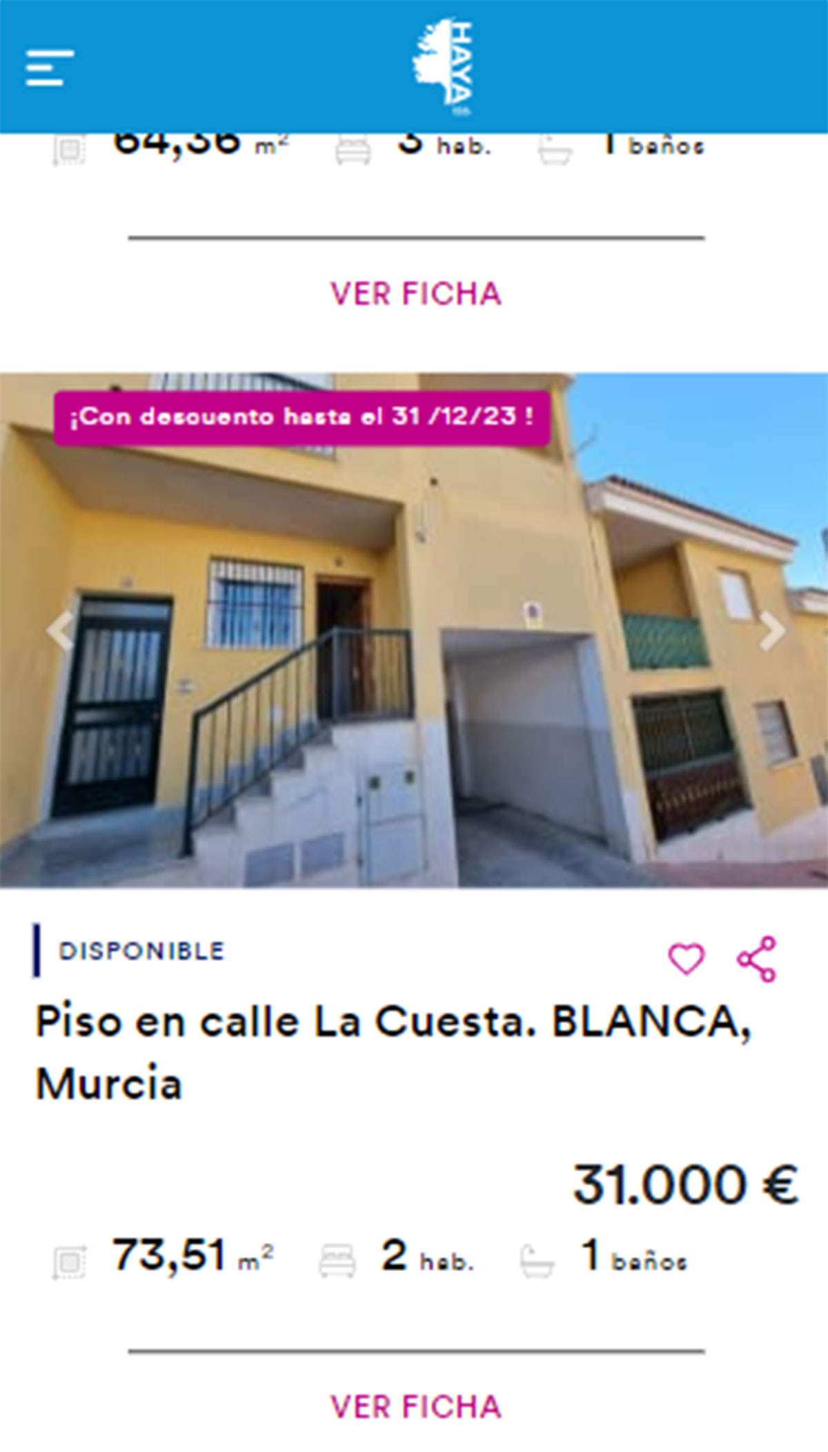 Piso con terraza por 31.000 euros