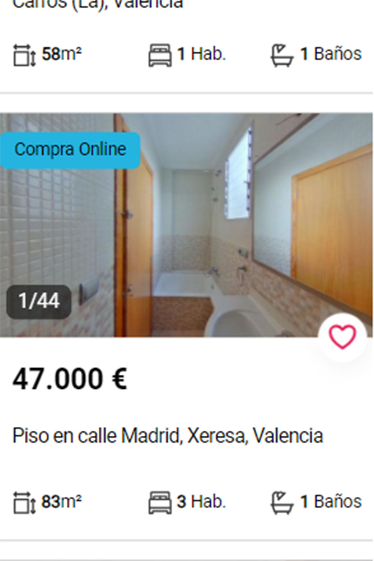 Piso en Valencia por 47.000 euros