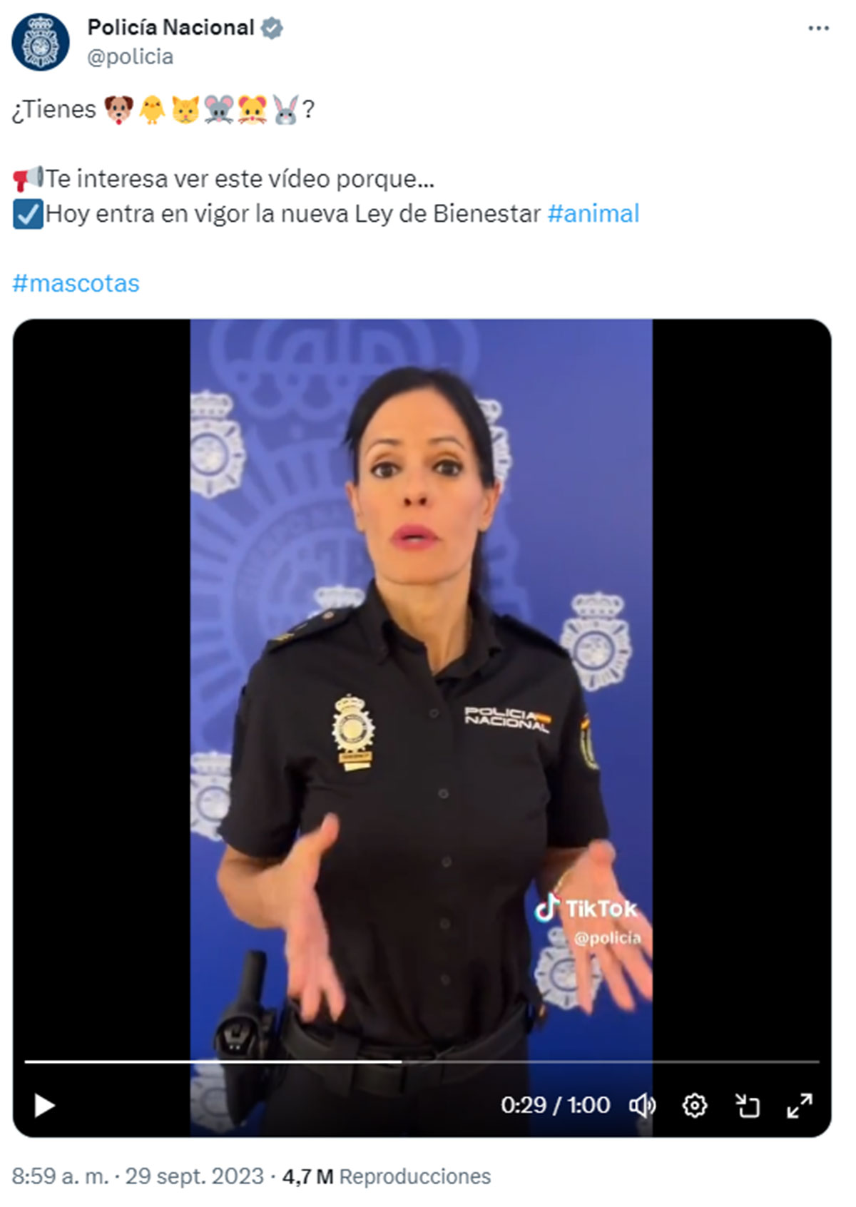Tuit de la Policía Nacional.