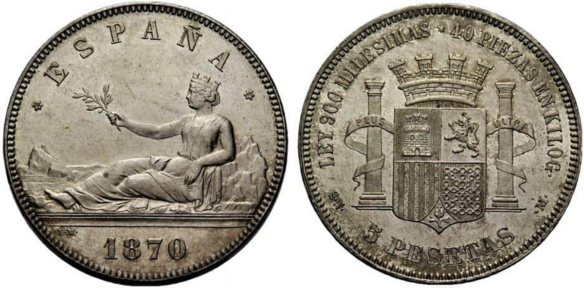 Moneda de pesetas de 1870
