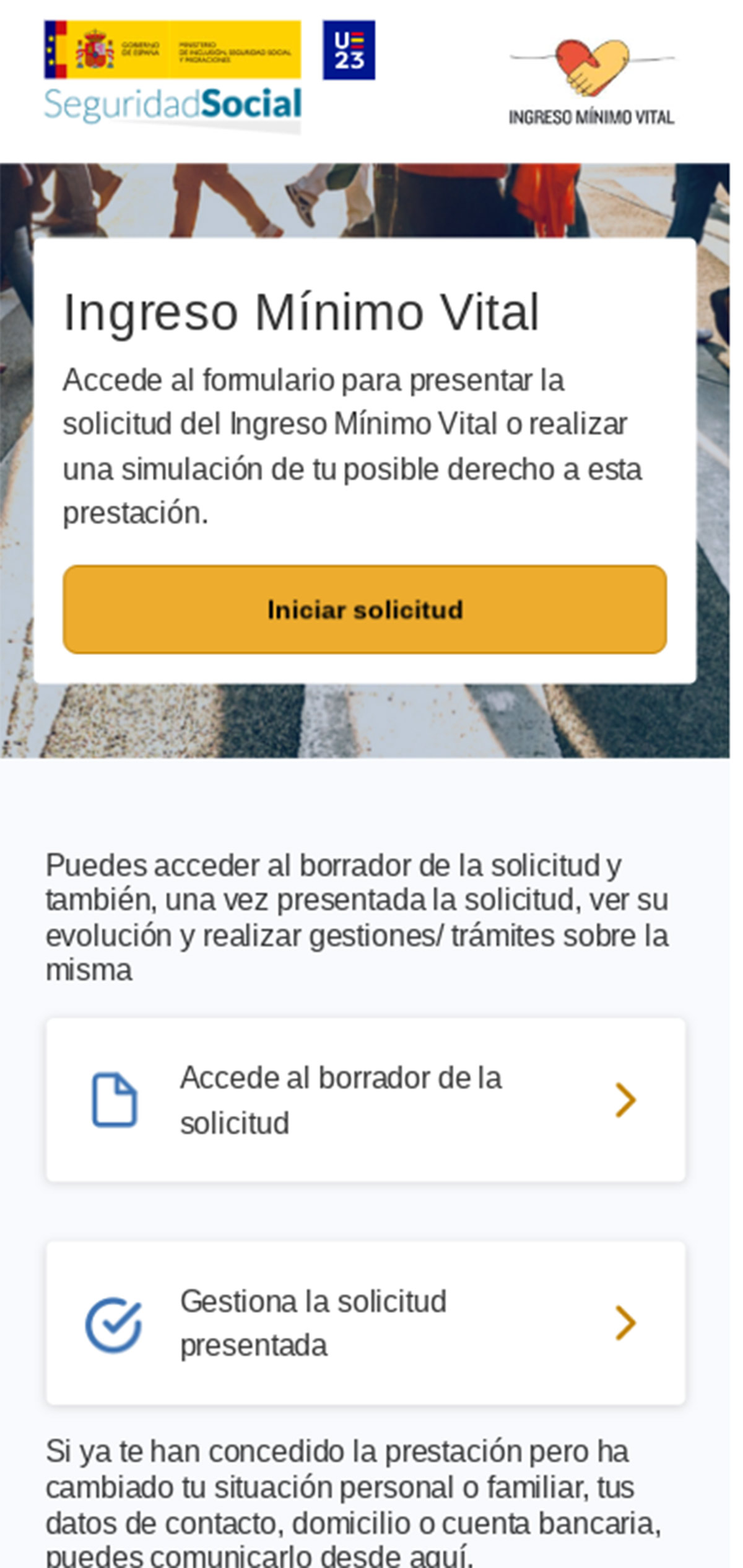 Web de solicitud del IMV