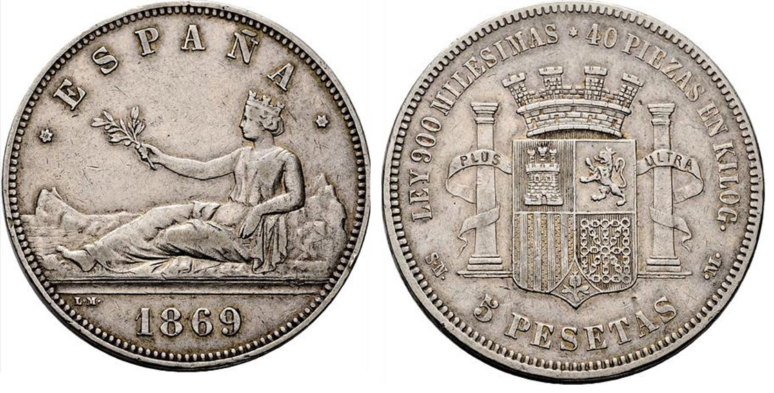 Moneda de pesetas de 1869