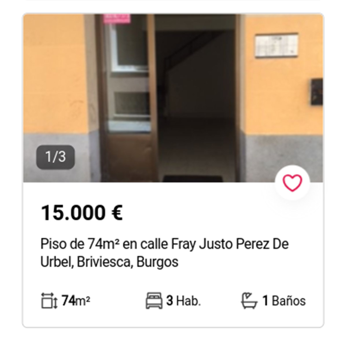 Piso con tres habitaciones por 15.000 euros