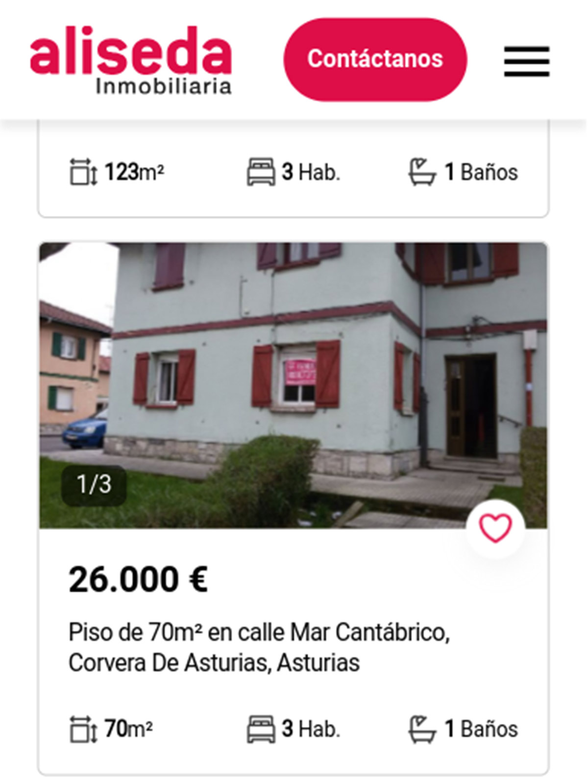 Piso con tres habitaciones por 26.000 euros