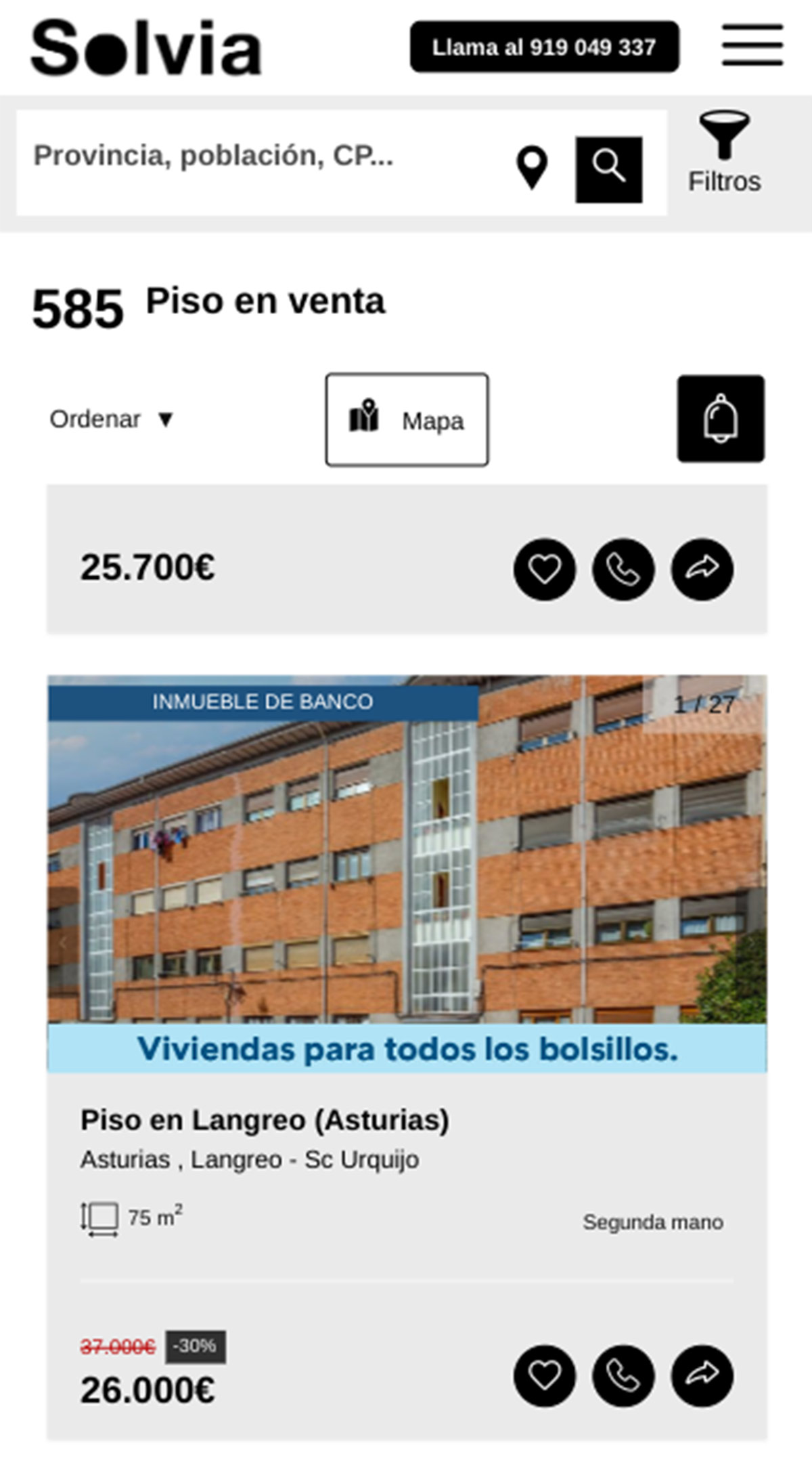 Piso de banco de Solvia por 26.000 euros