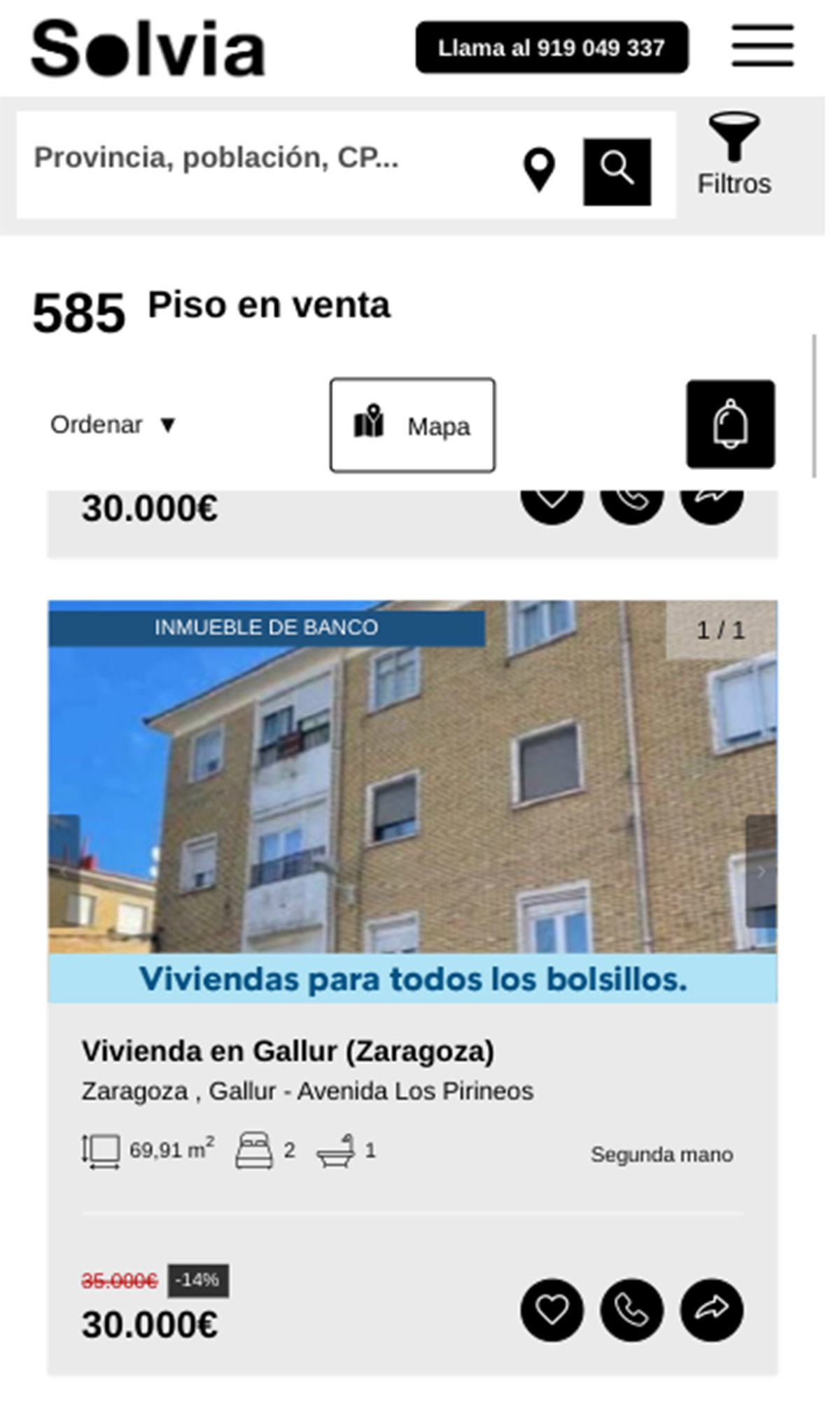 Piso de banco de Solvia por 30.000 euros