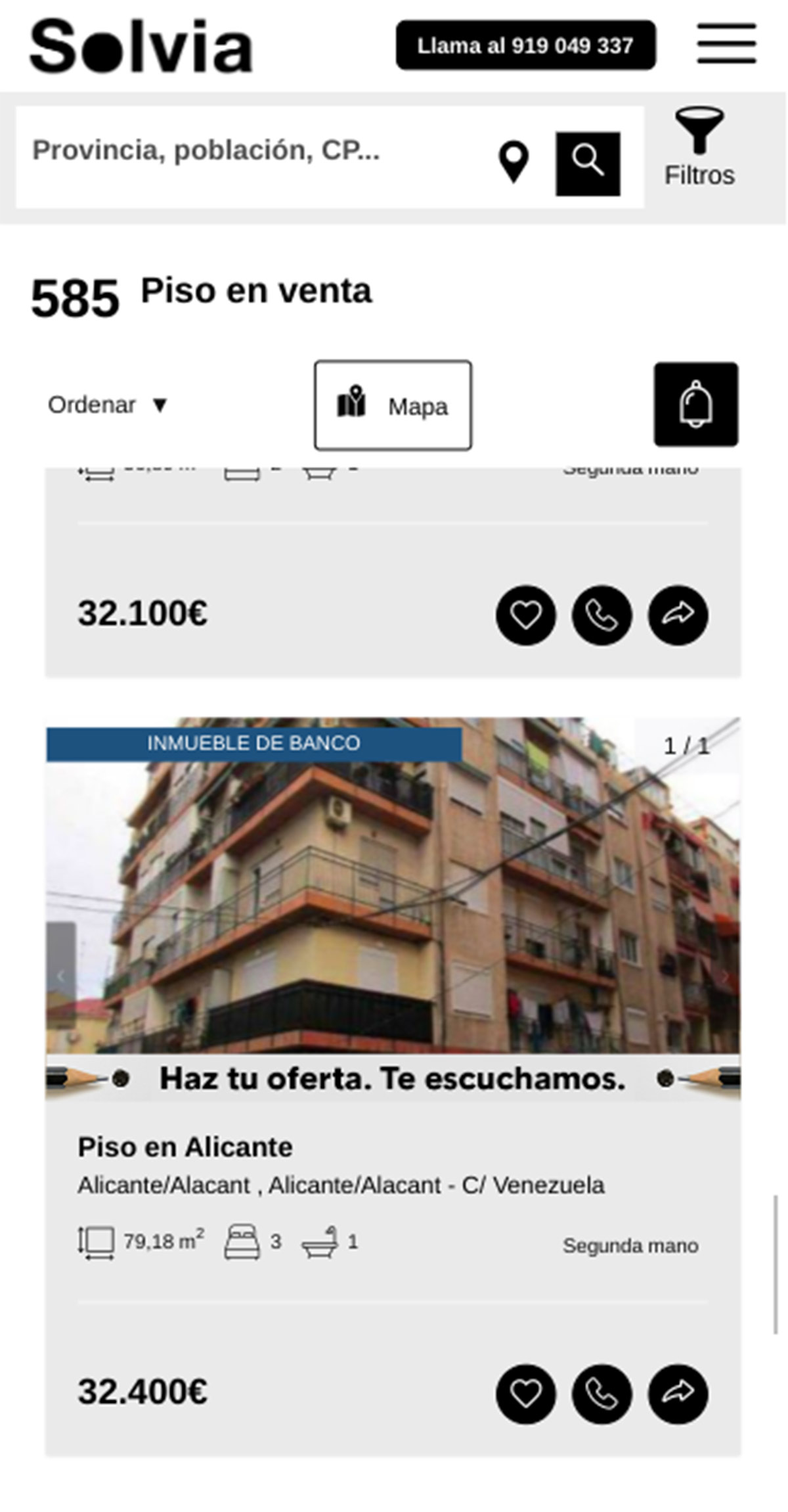 Piso de banco de Solvia por 32.400 euros