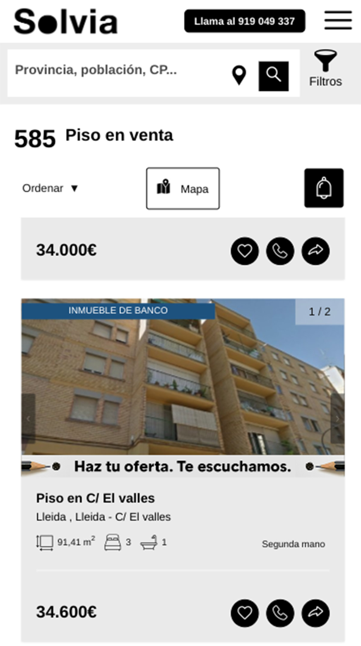Piso de banco de Solvia por 34.600 euros
