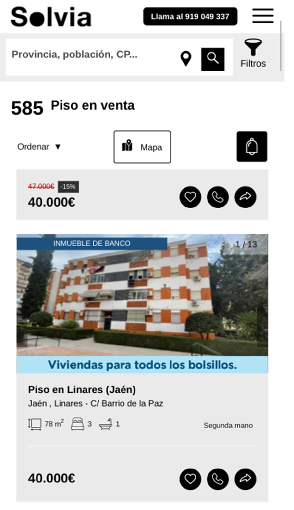 Piso de banco de Solvia por 40.000 euros