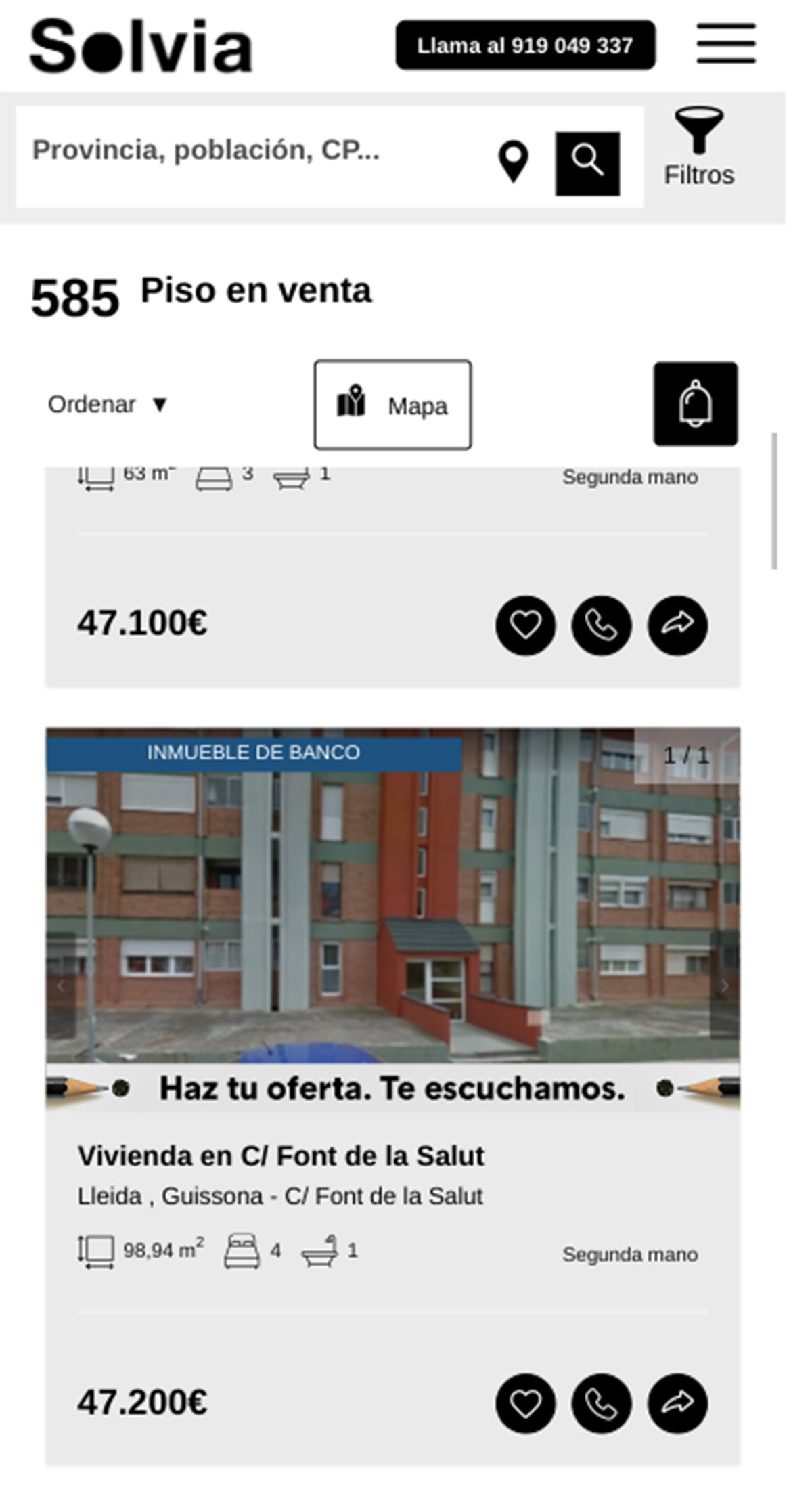 Piso de banco de Solvia por 47.200 euros