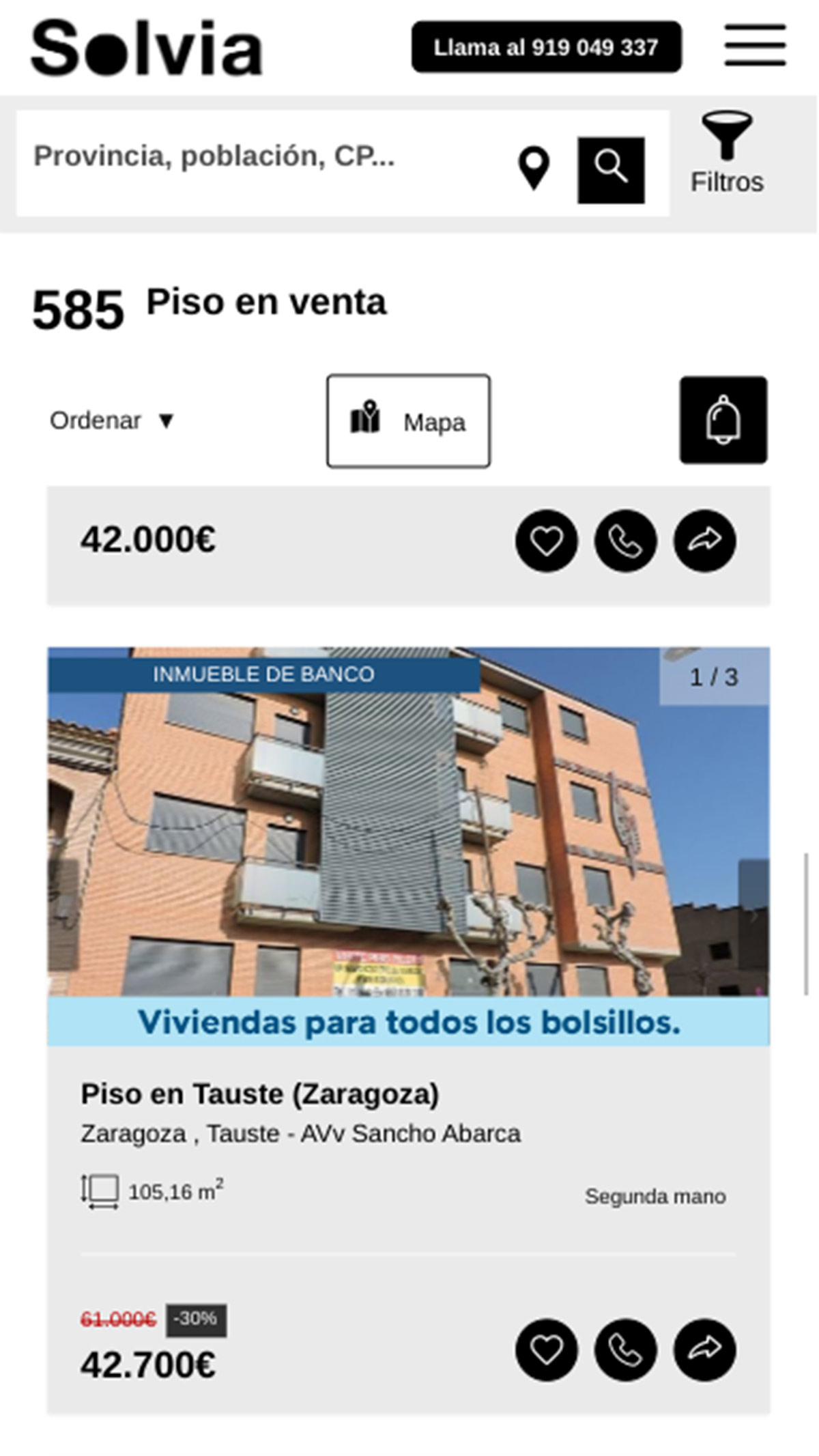 Piso de banco de Solvia por 42.700 euros