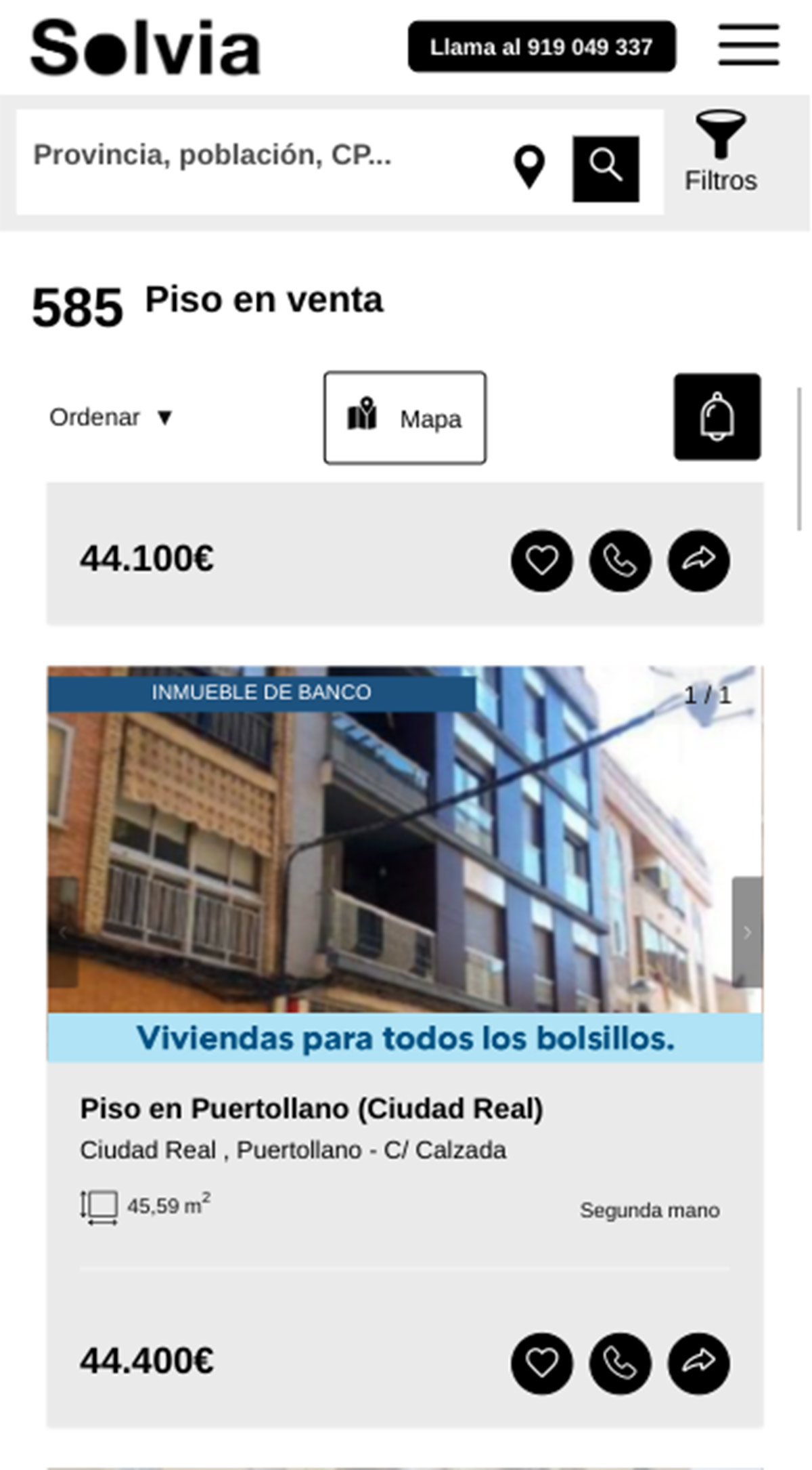 Piso de banco de Solvia por 44.400 euros