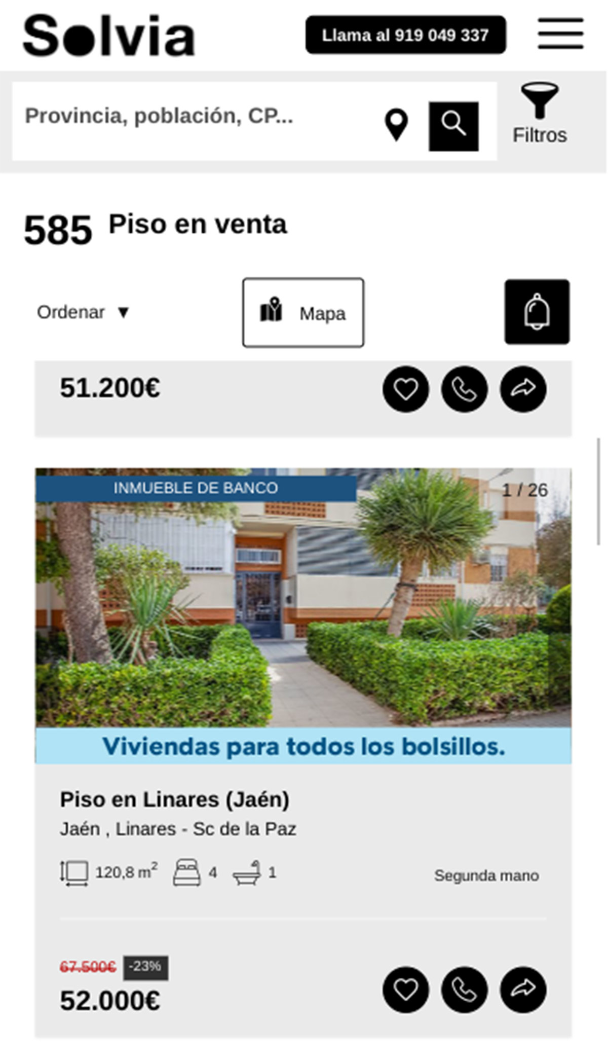 Piso de banco de Solvia por 52.000