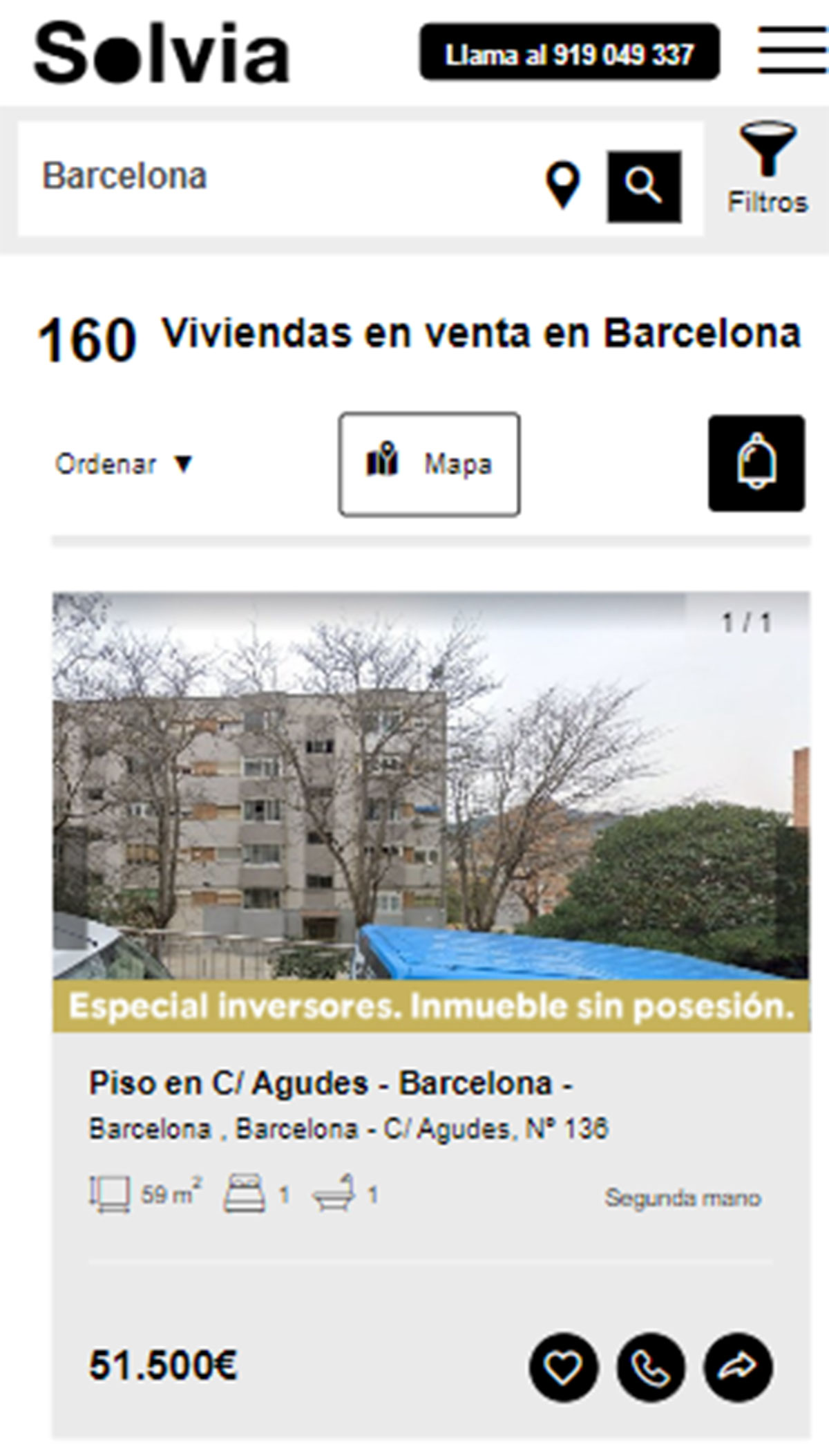 Piso en la ciudad de Barcelona por 51.500 euros