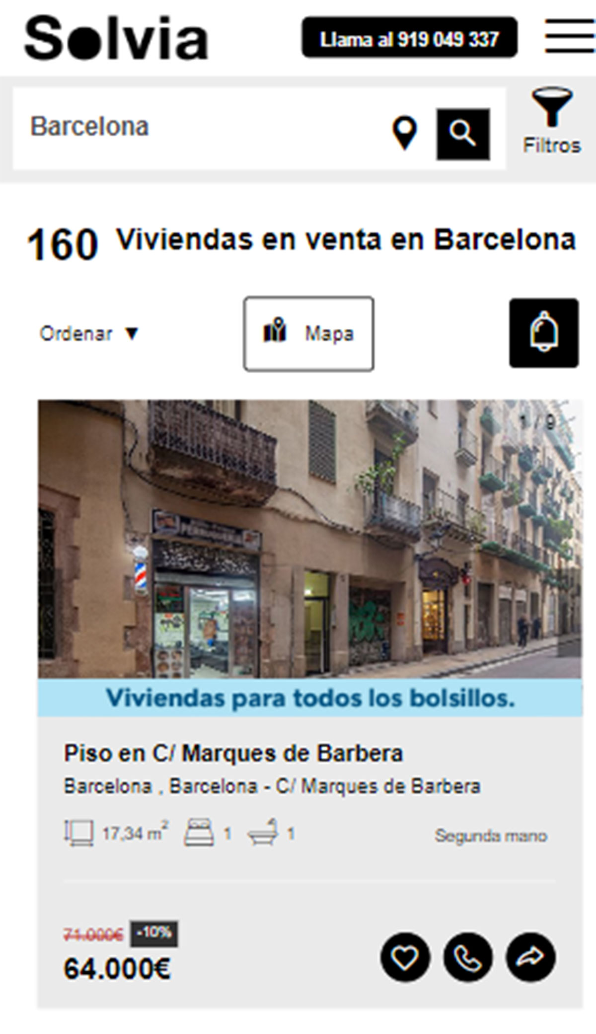 Piso en la ciudad de Barcelona por 64.000 euros