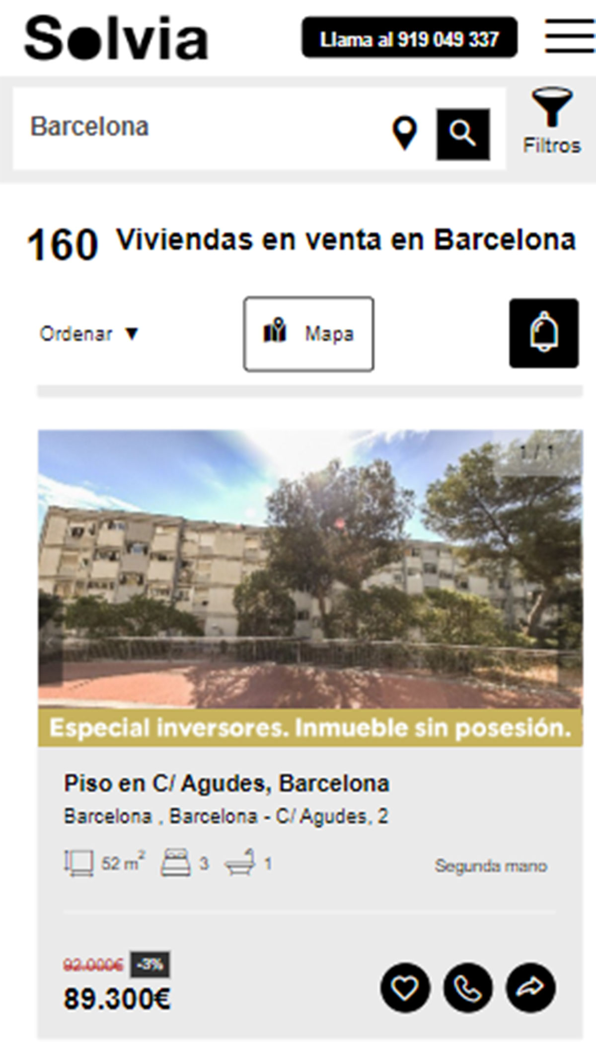 Piso en la ciudad de Barcelona por 89.000 euros