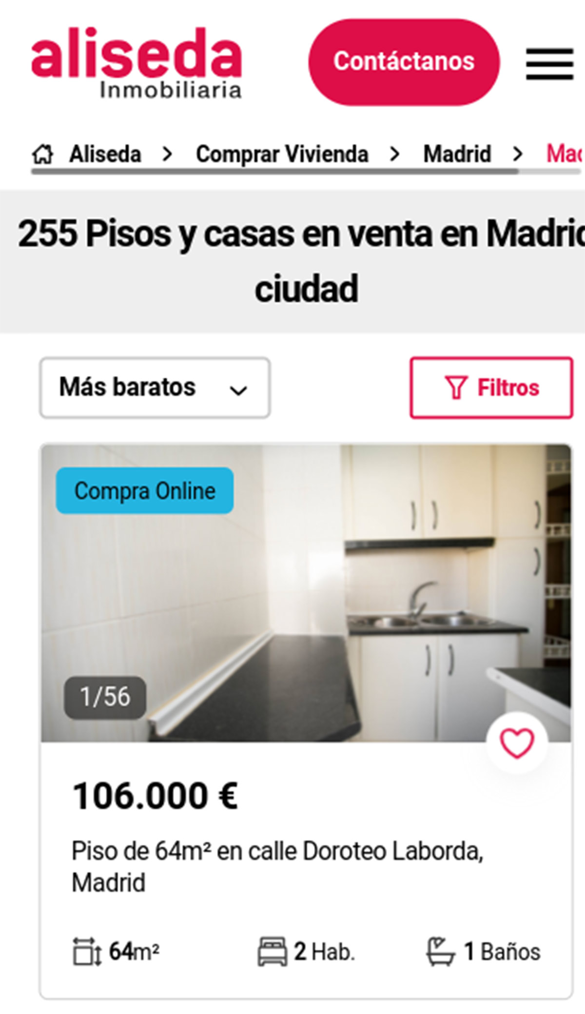 Piso en Madrid capital por 106.000 euros
