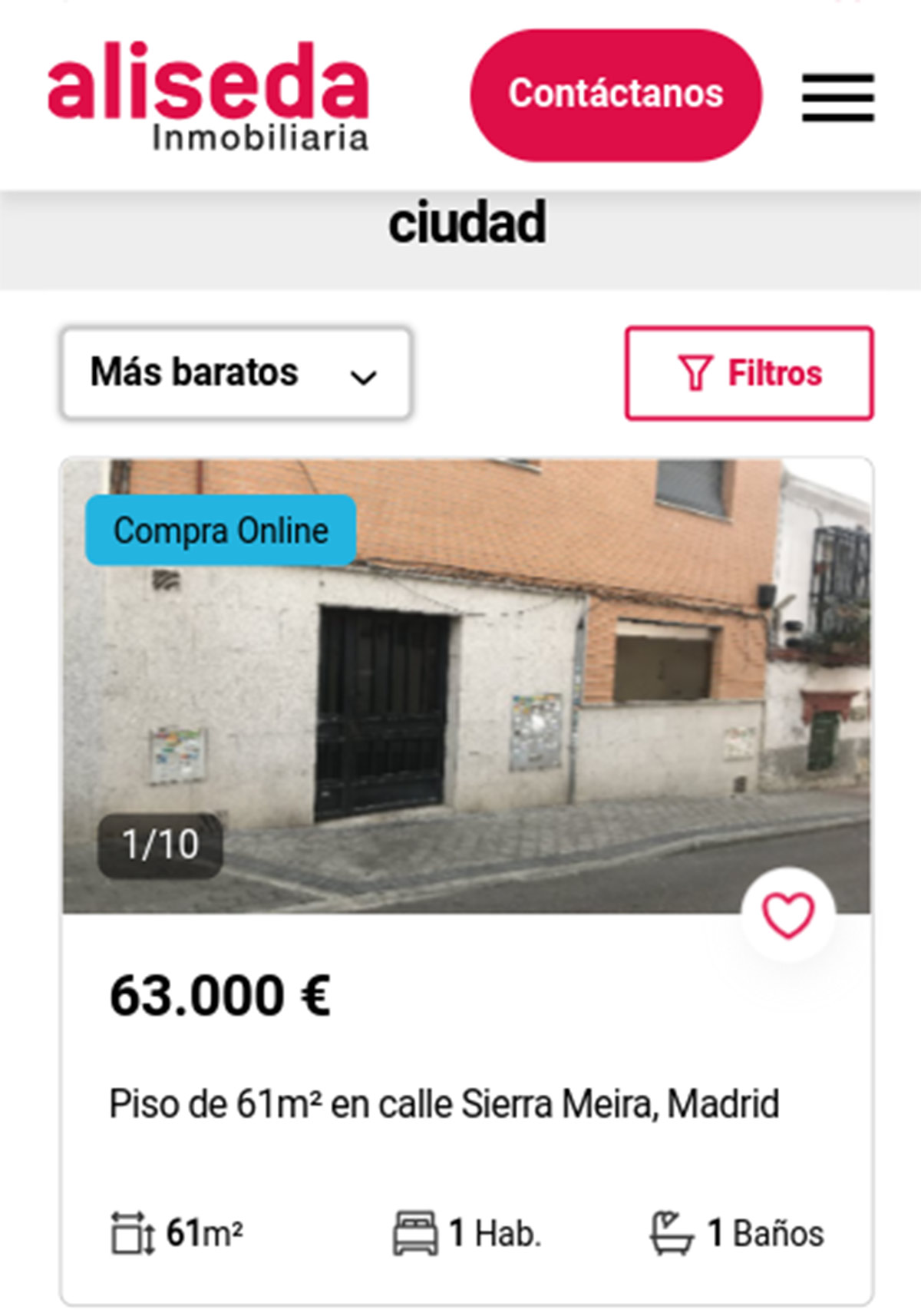 Piso en Madrid capital por 63.000 euros