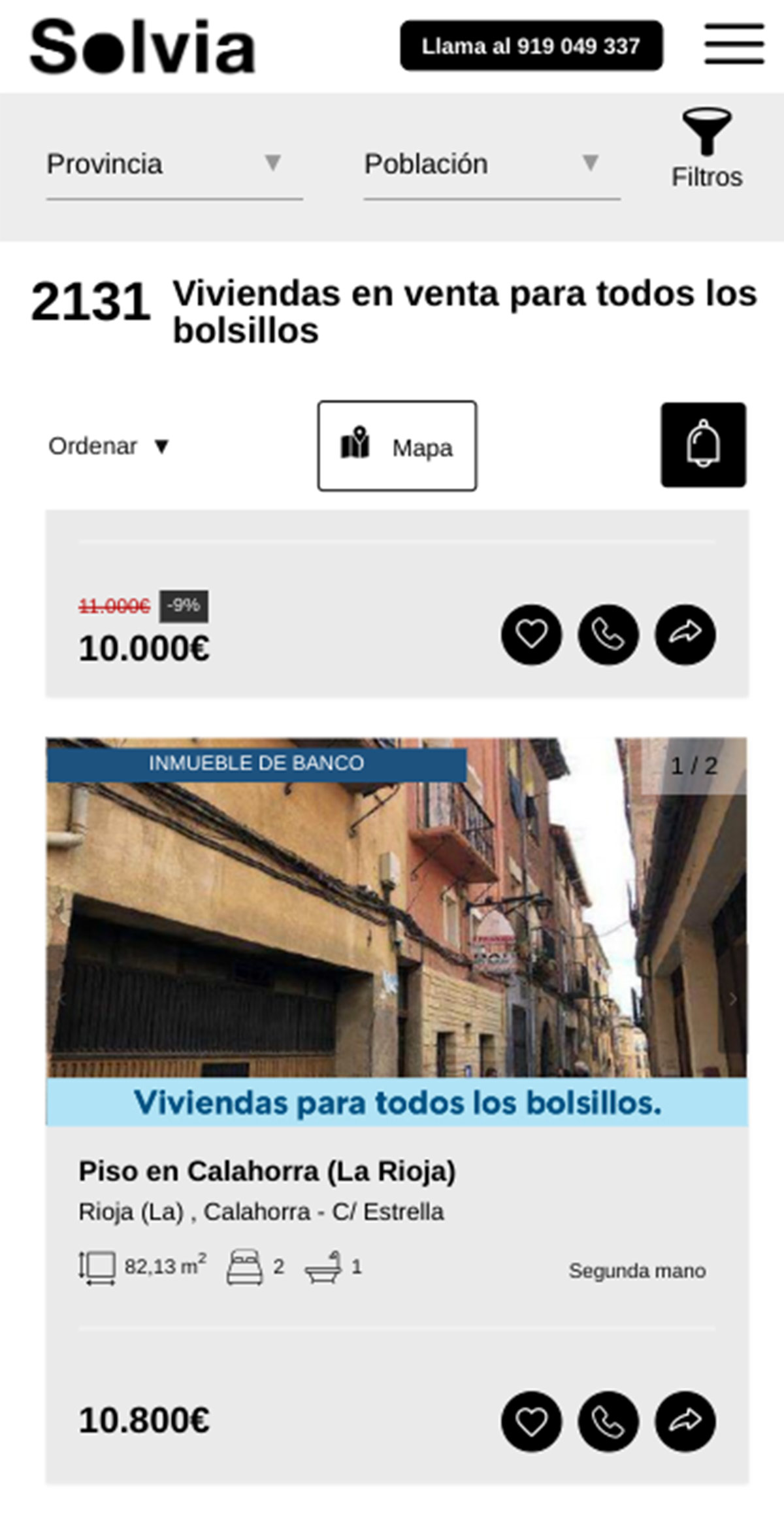 Pisos a la venta en Solvia por 10.800 euros