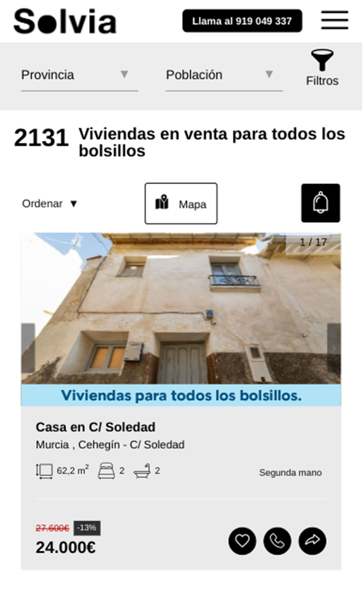 Pisos a la venta en Solvia por 24.000 euros