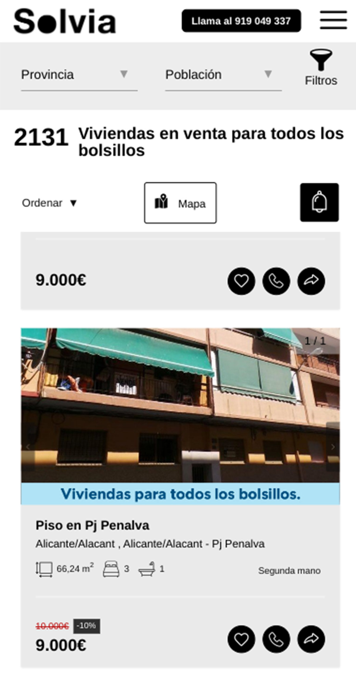 Pisos a la venta en Solvia por 9.000 euros
