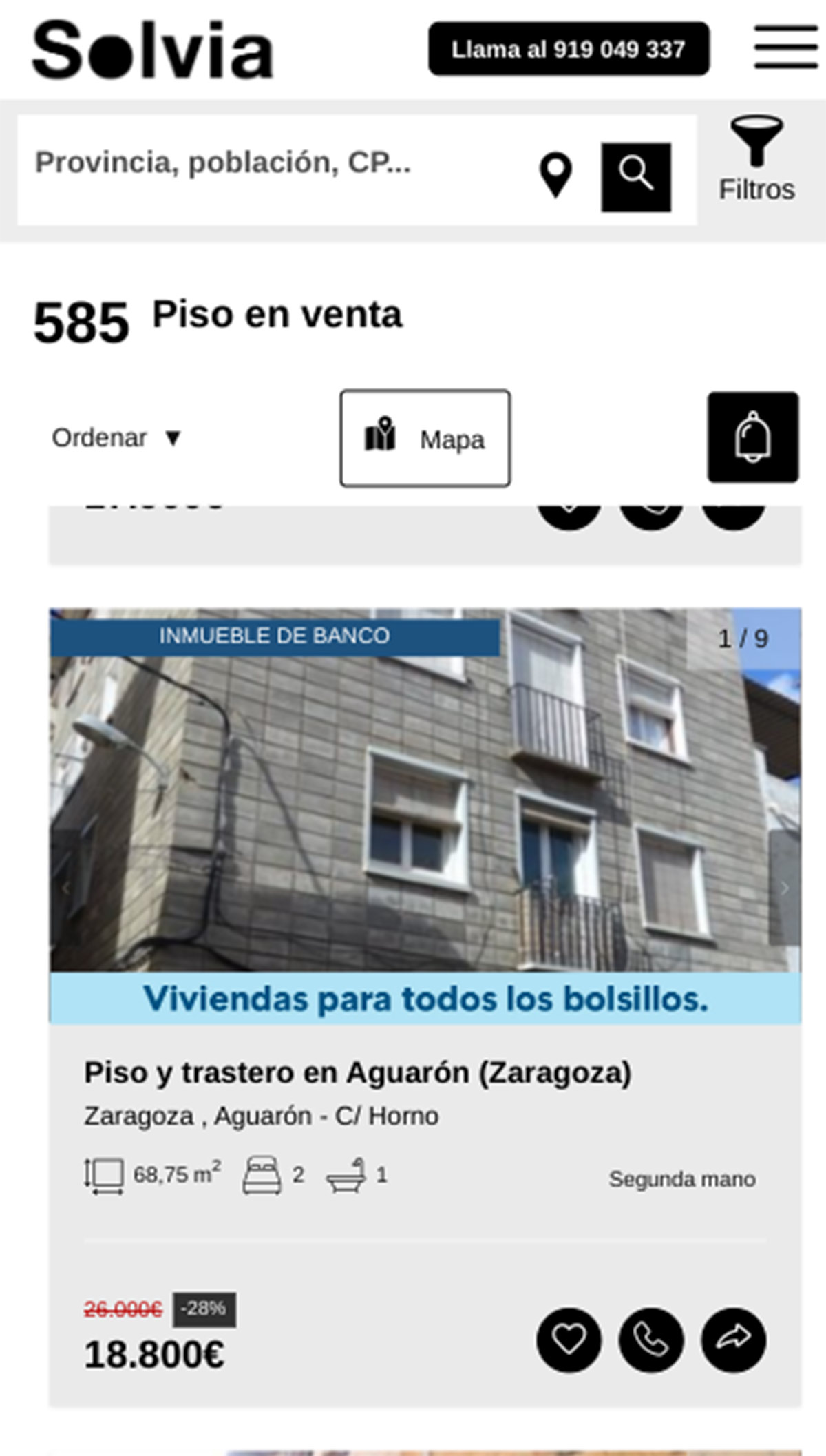 Piso de banco de Solvia por 18.800 euros