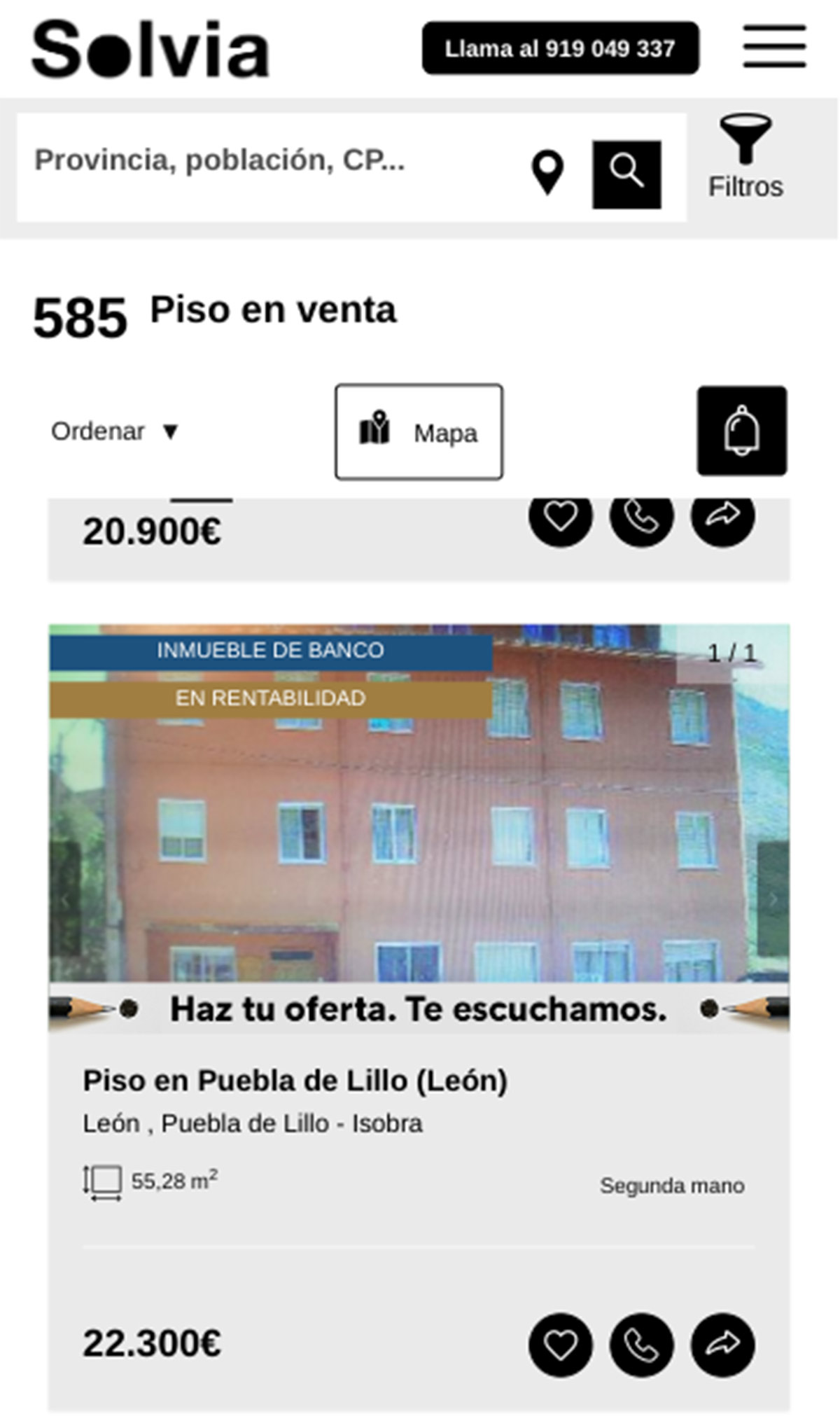 Piso de banco de Solvia por 22.300 euros