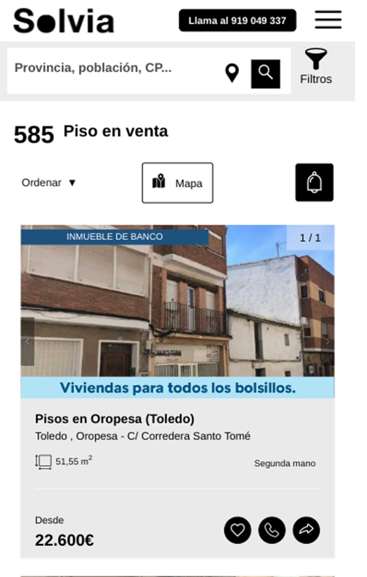 Piso de banco de Solvia por 22600 euros