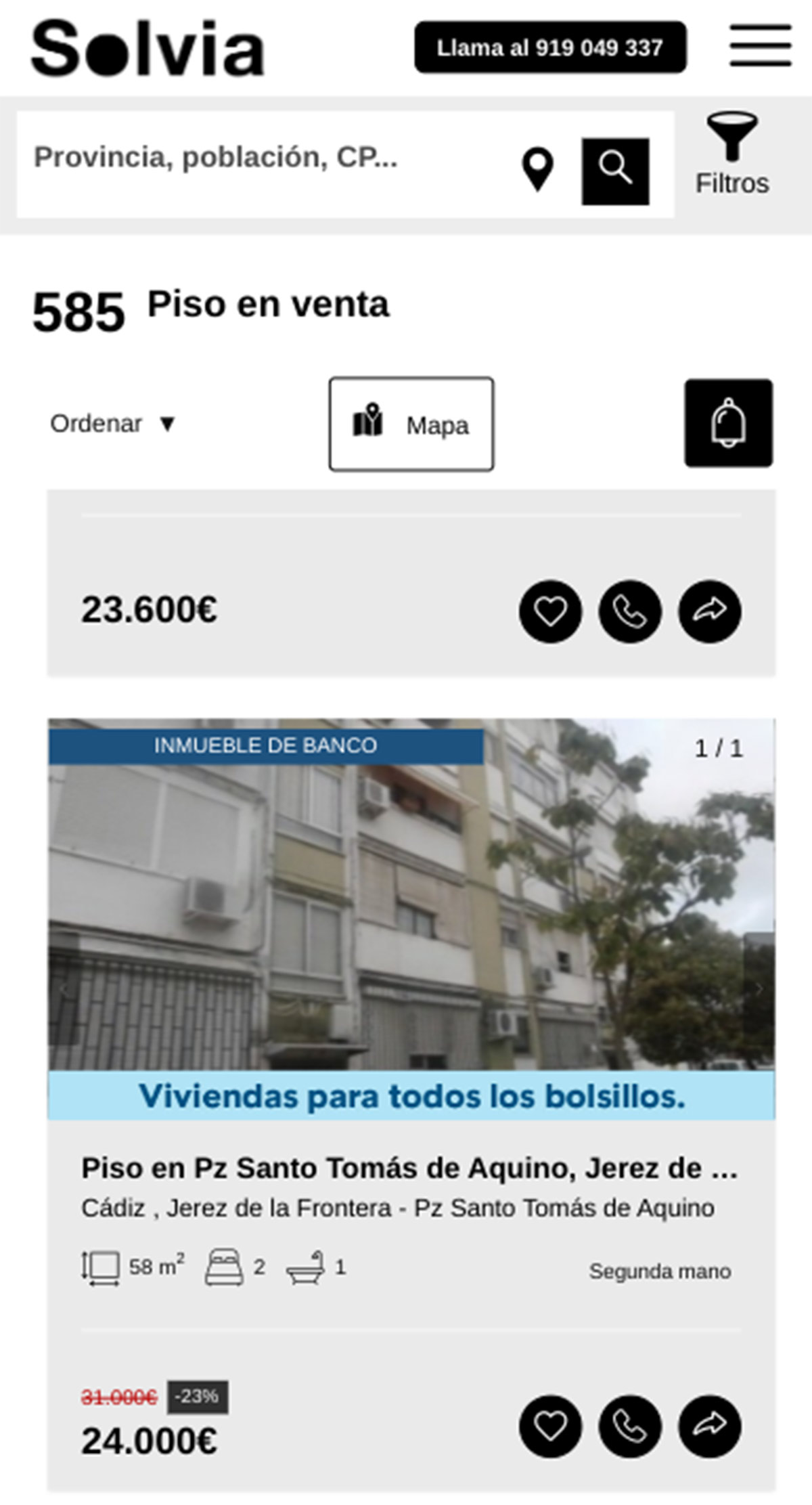 Piso de banco de Solvia por 24.000 euros