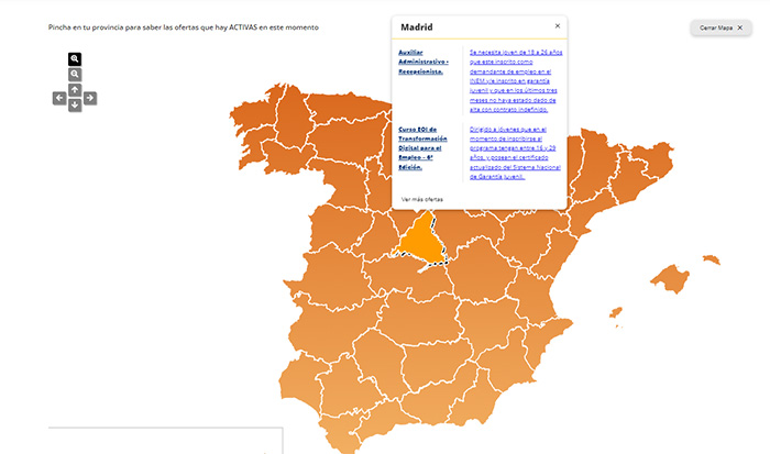 Buscador de Garantía Juvenil.