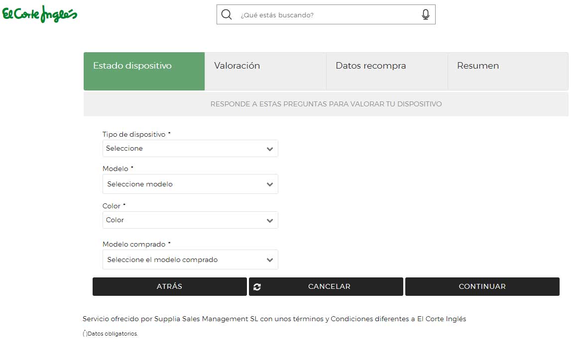 Estado del iPhone en El Corte Inglés