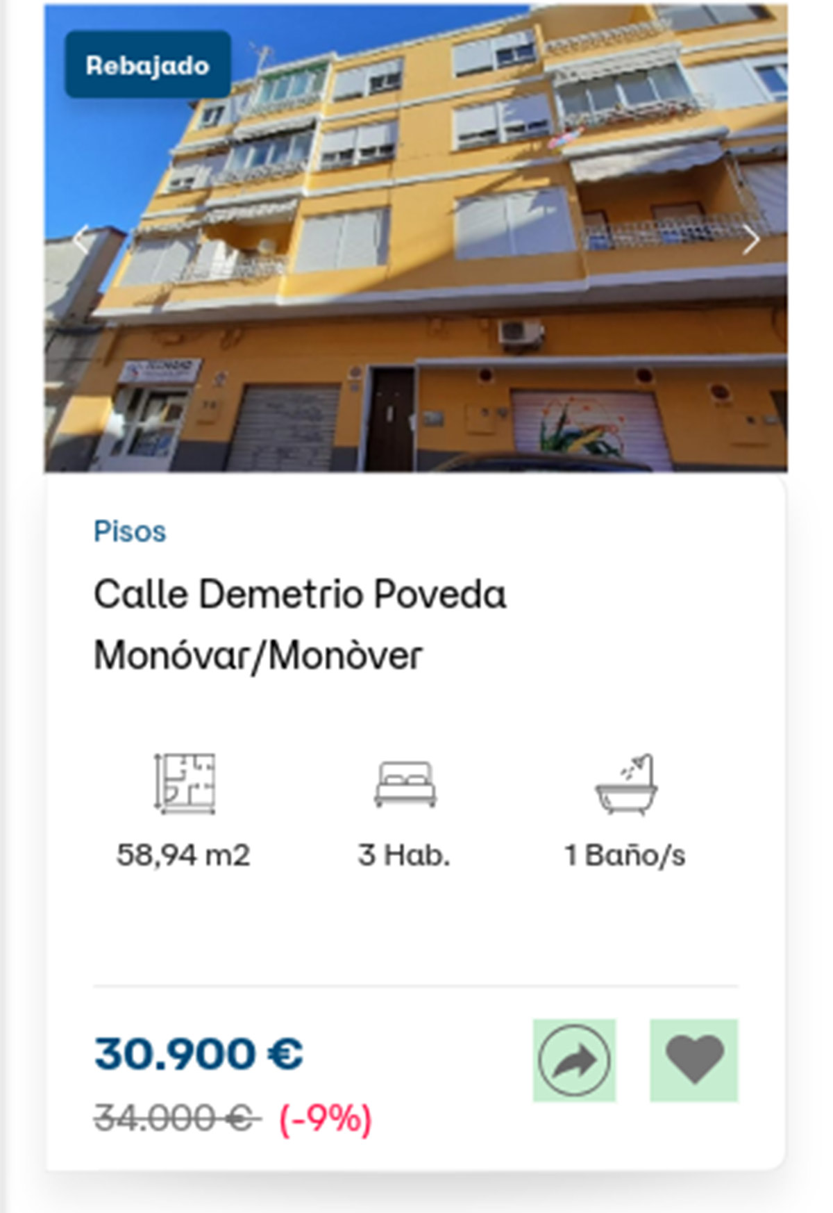 Piso a la venta de Diglo por 30.900 euros