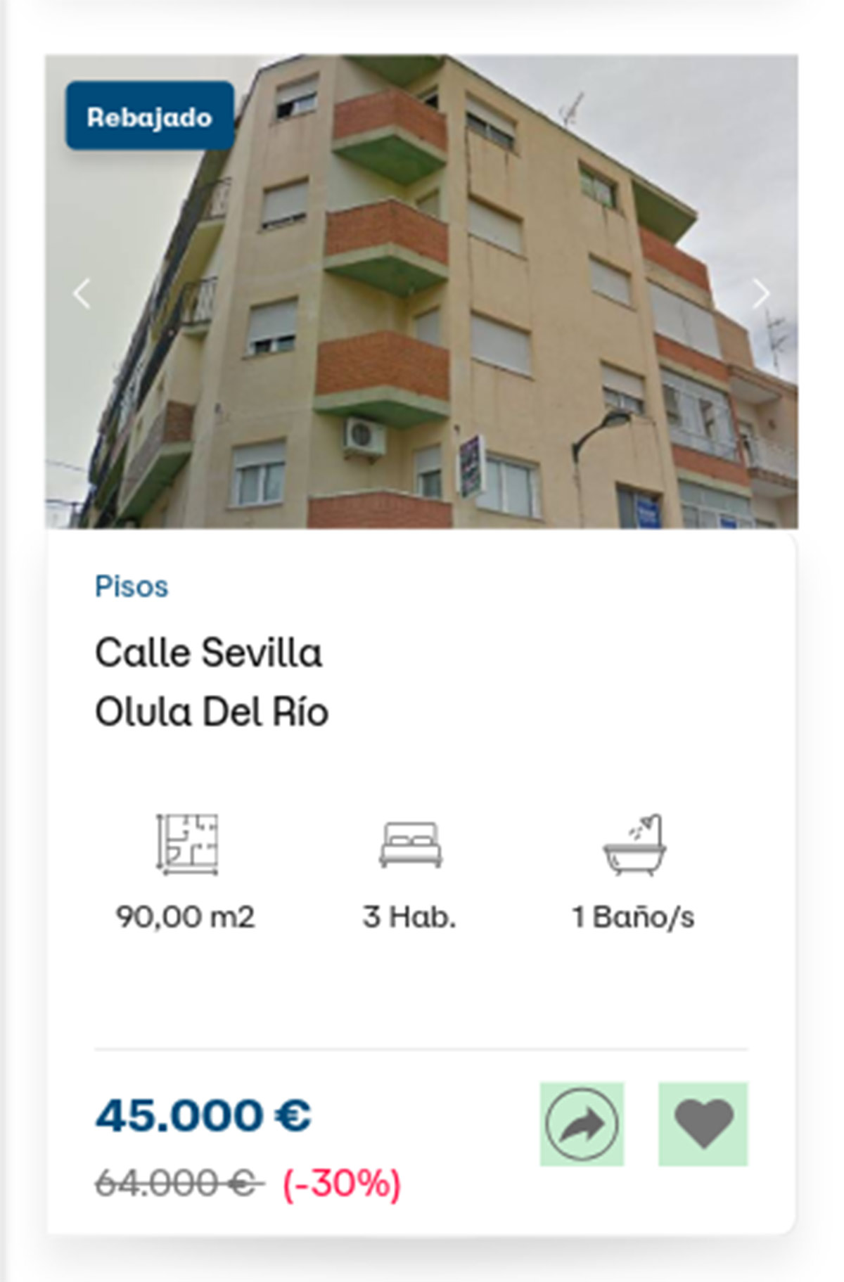 Piso a la venta de Diglo por 45.000 euros