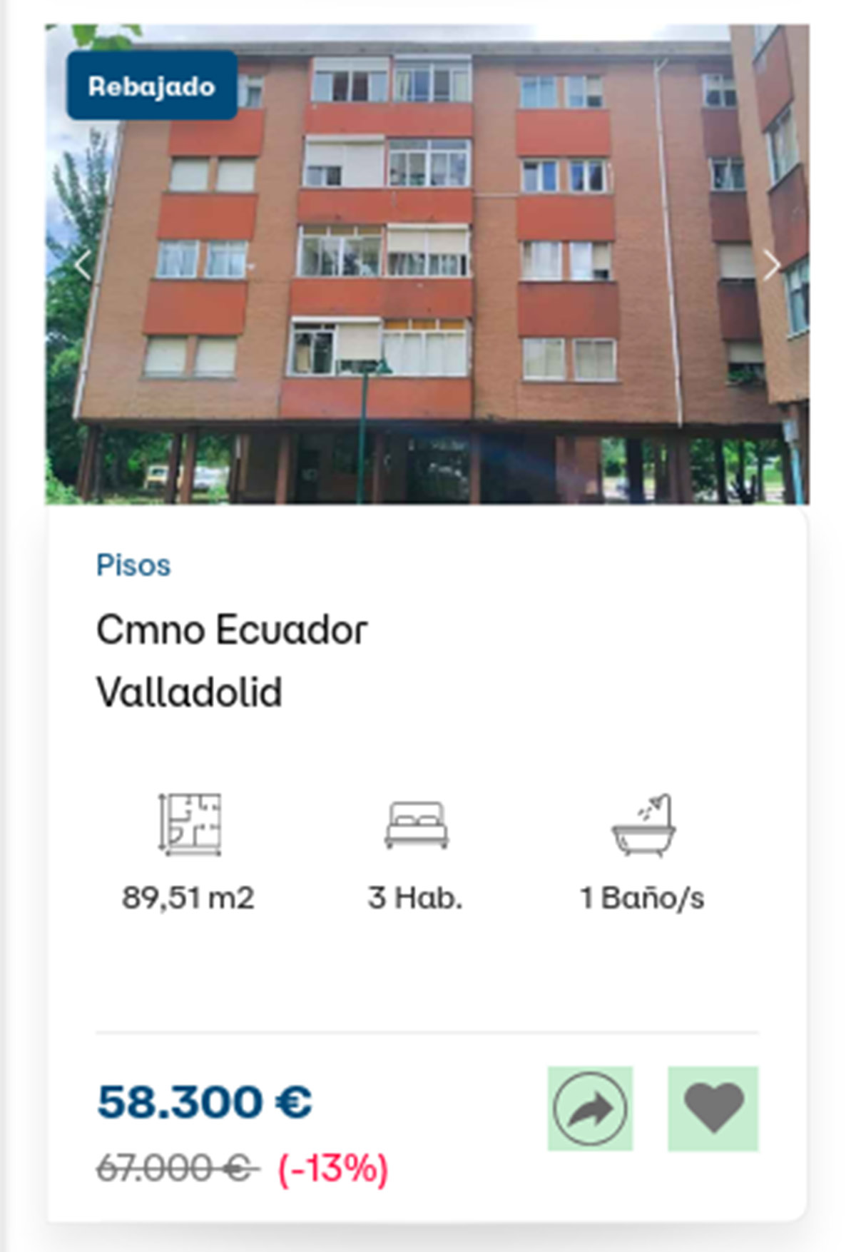 Piso a la venta de Diglo por 58.300 euros