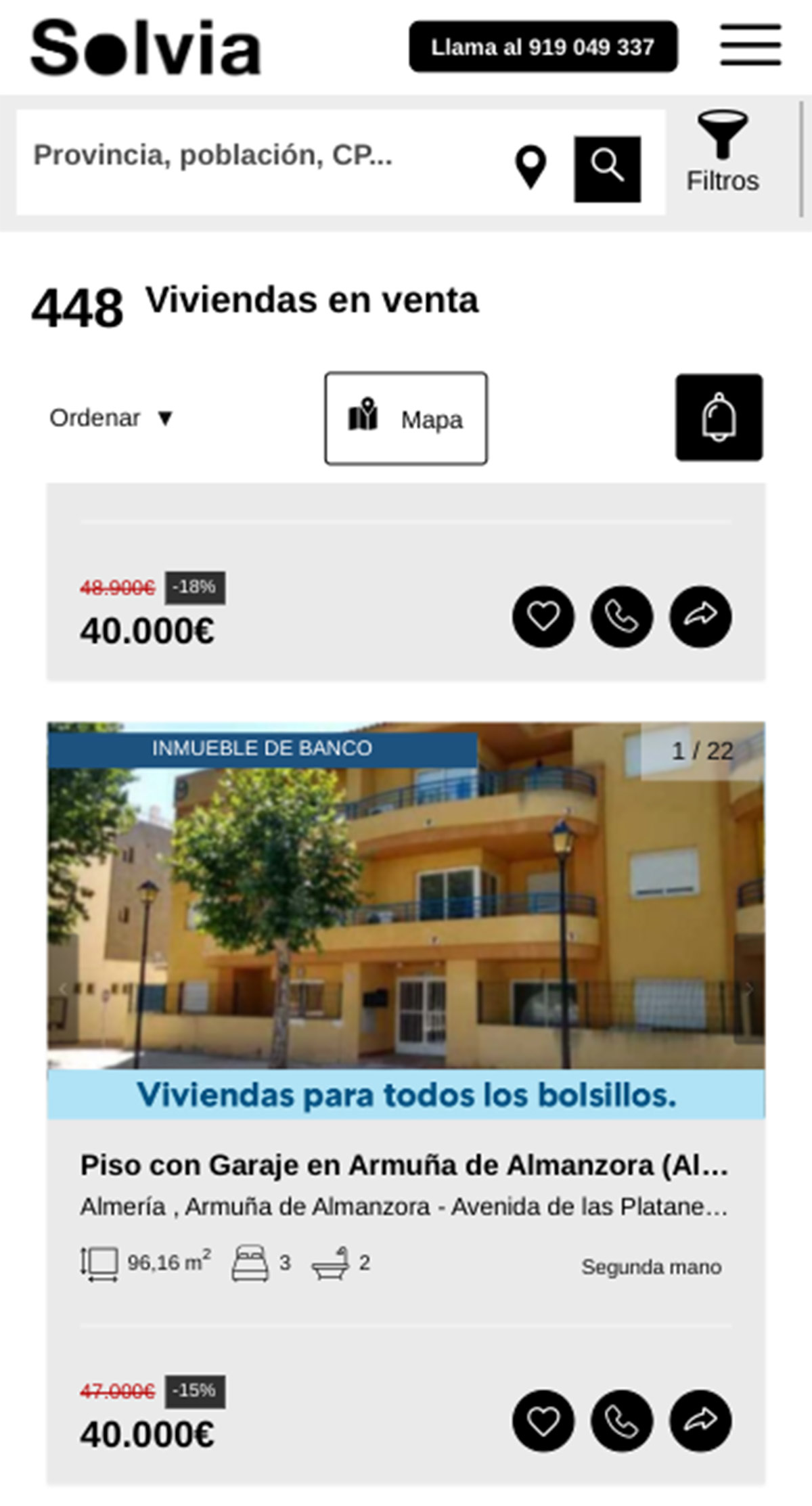 Pisos a la venta de Solvia por 40.000 euros