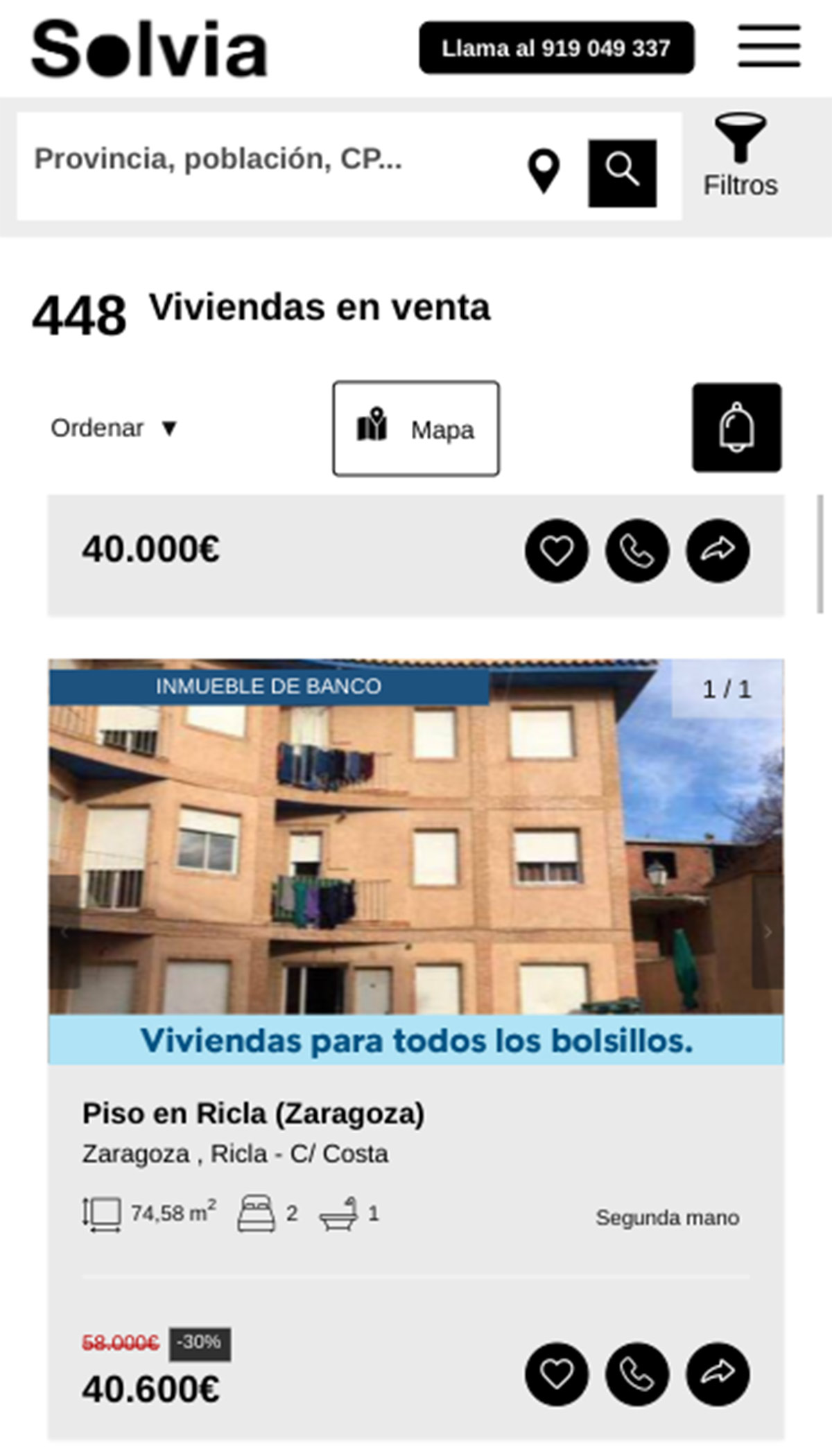 Pisos a la venta de Solvia por 40.600 euros