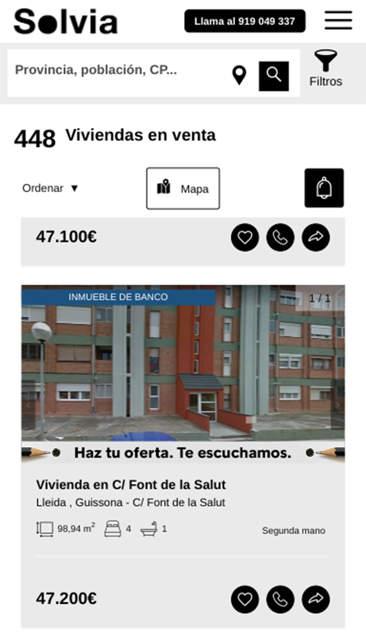 Pisos a la venta de Solvia por 47.200 euros