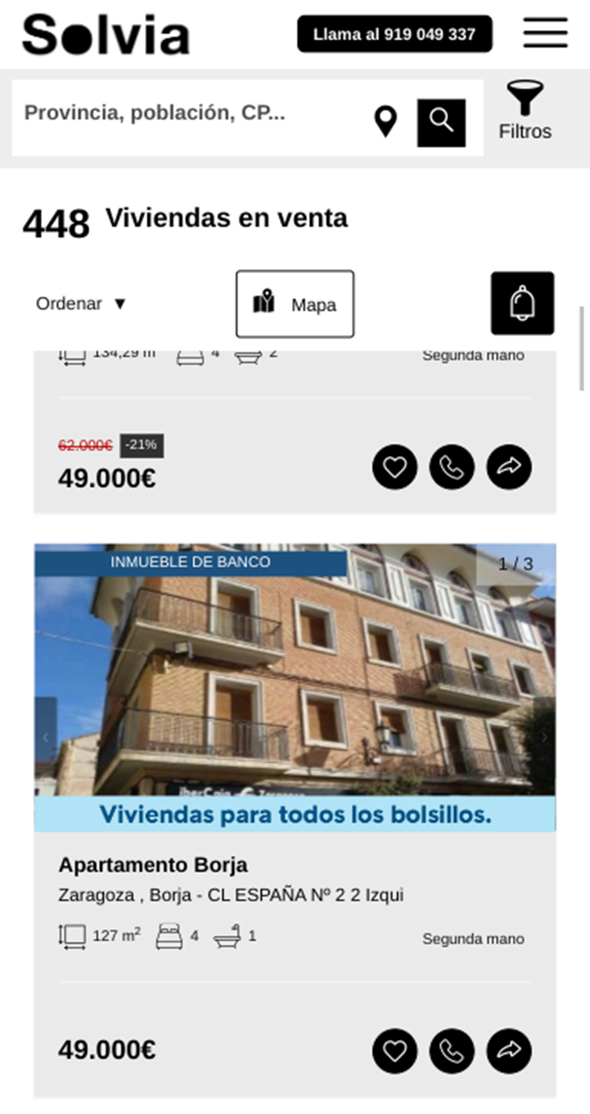 Pisos a la venta de Solvia por 49.000