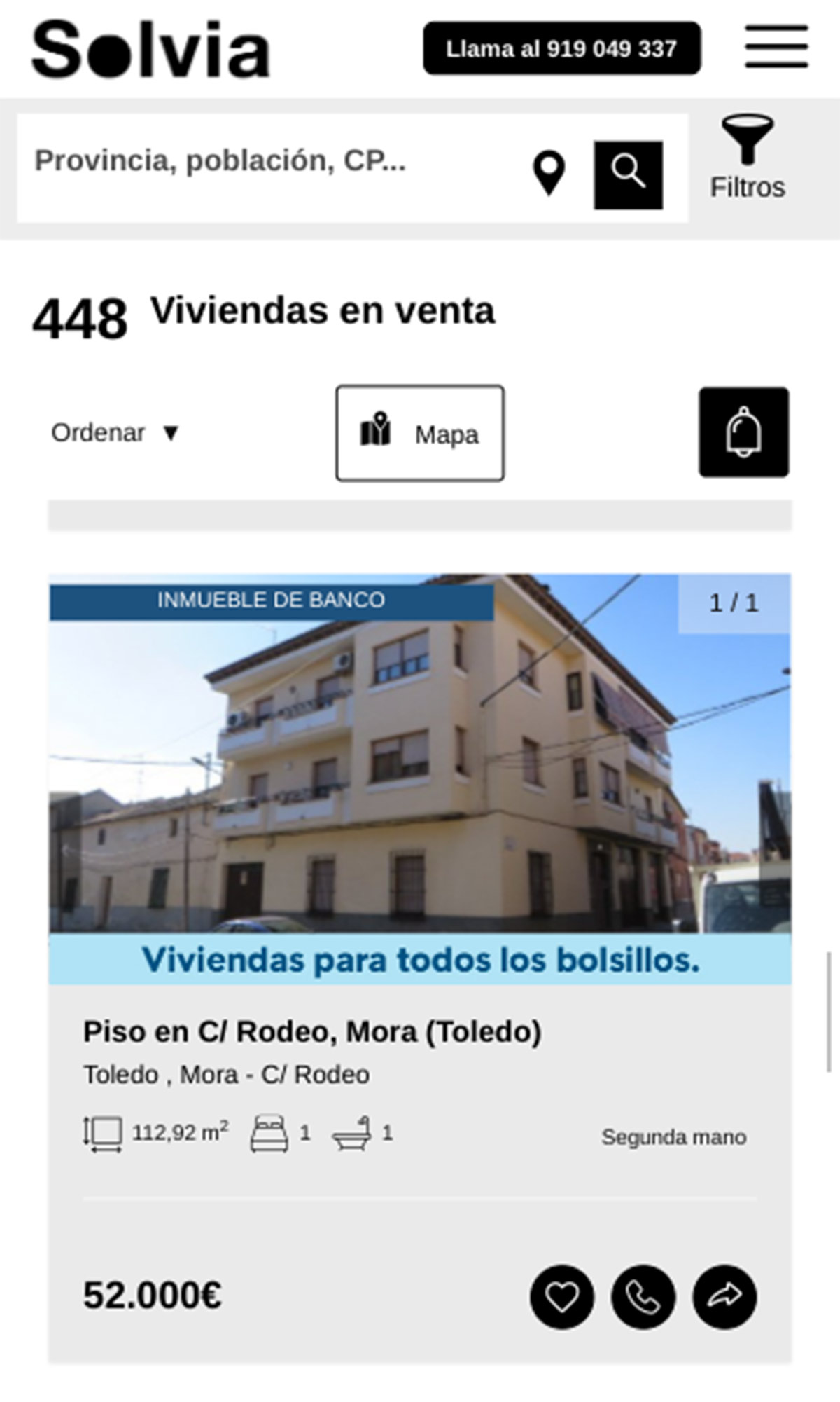 Pisos a la venta de Solvia por 52.000 euros