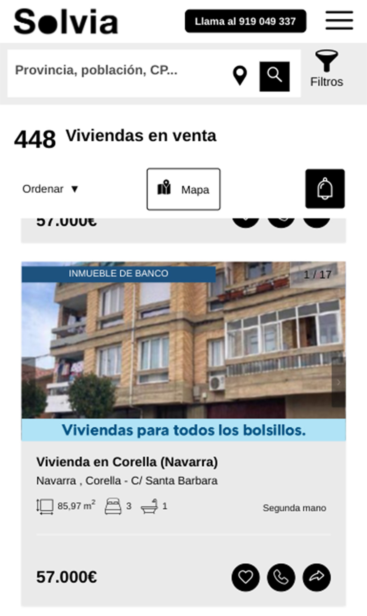 Pisos a la venta de Solvia por 57.000 euros
