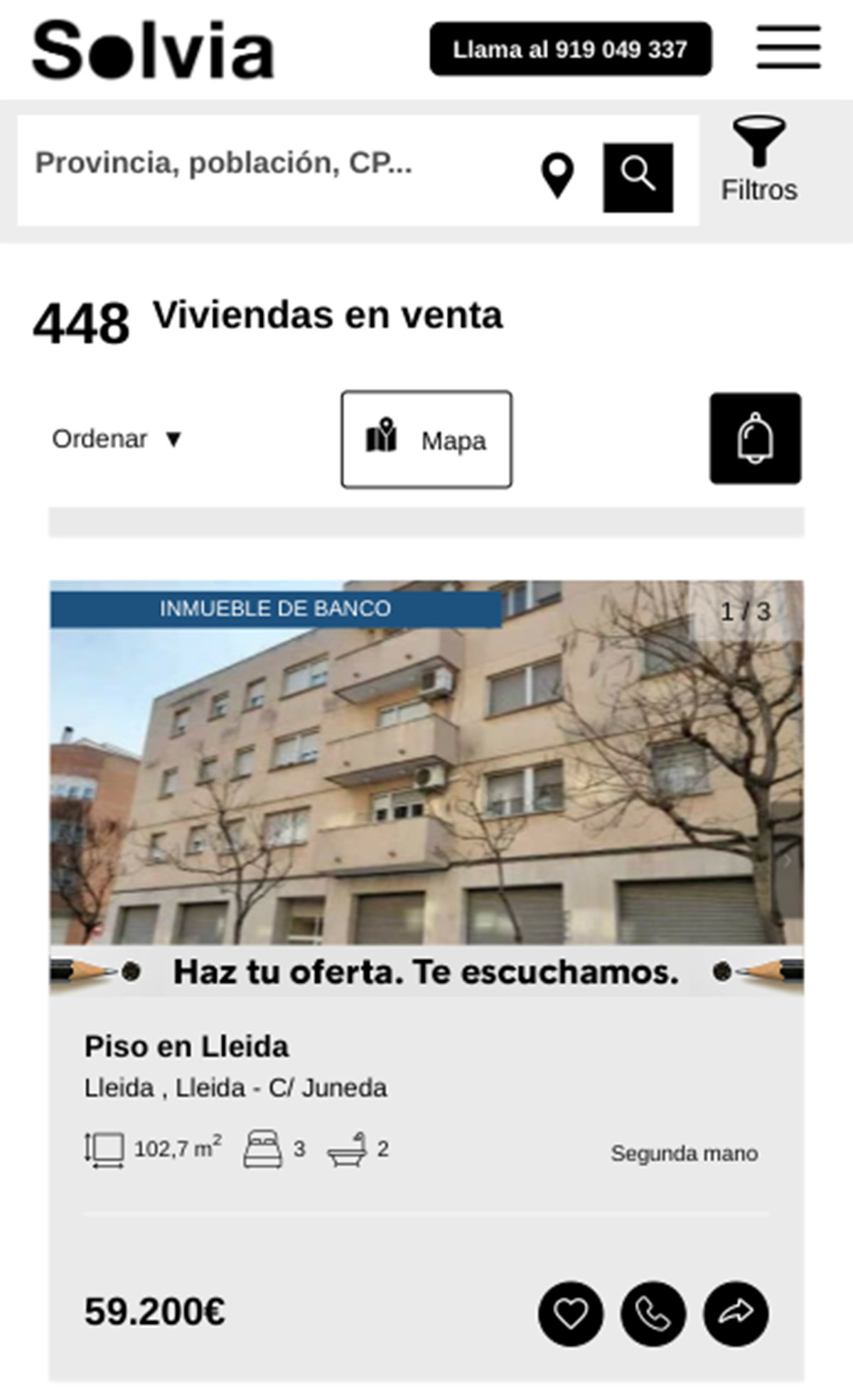 Pisos a la venta de Solvia por 59.200 euros