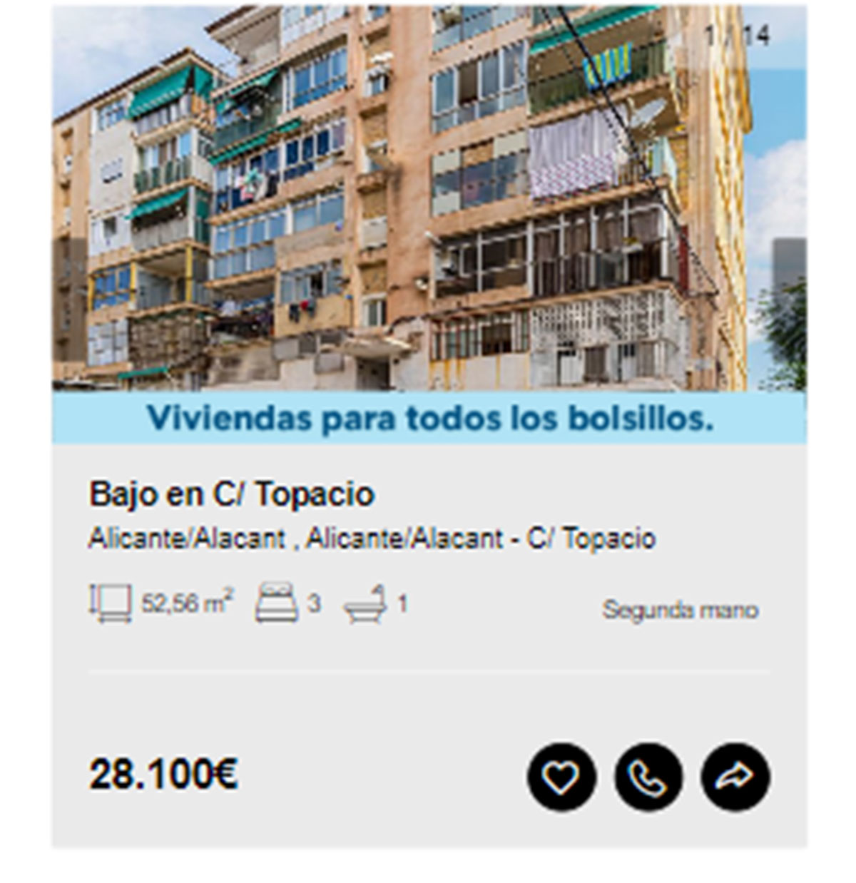 Bajo en venta de Solvia por 28.100 euros
