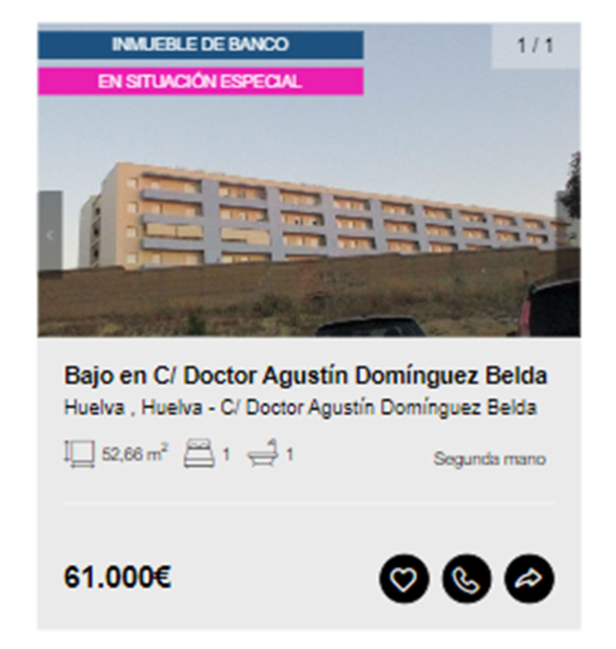 Bajo en venta de Solvia por 61.000 euros