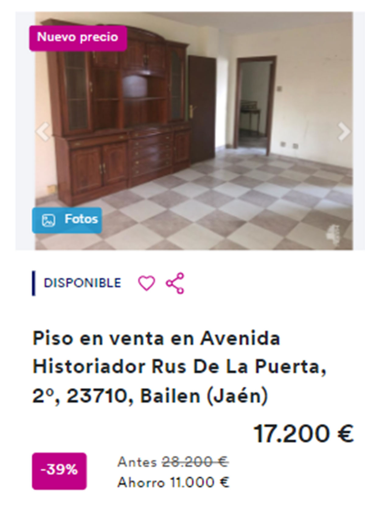 Piso de BBVA con descuento por 17.200 euros