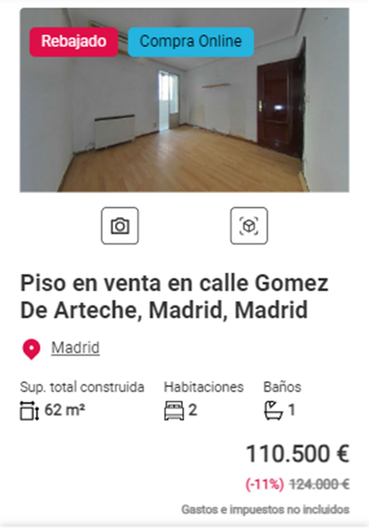 Piso con descuento en Madrid por 110.000 euros