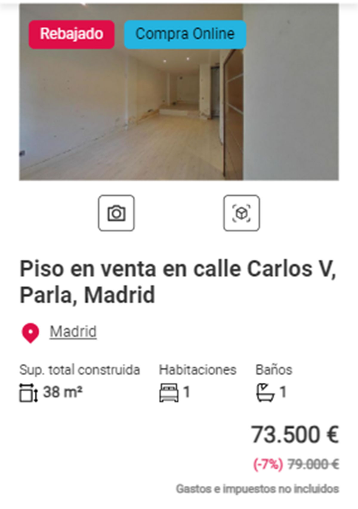Piso con descuento en Madrid por 73.500 euros