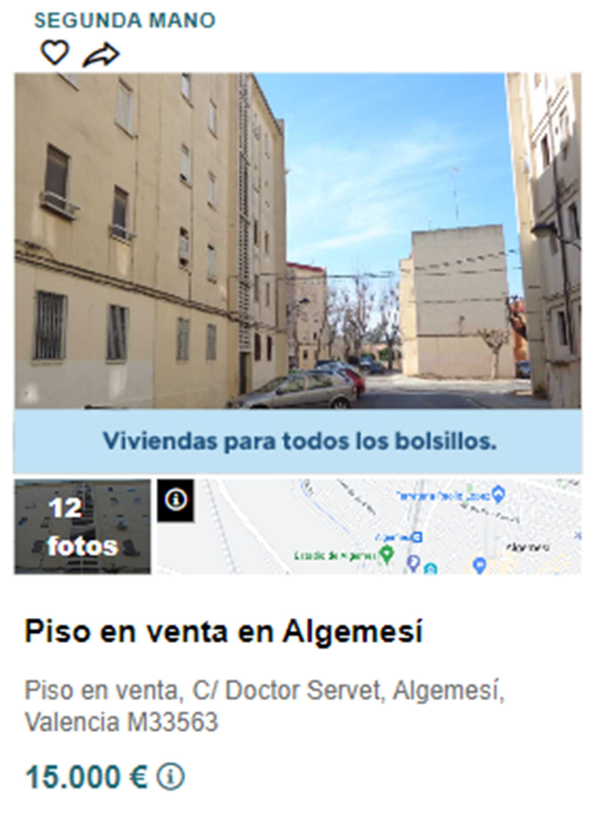 Piso en pueblos de Valencia por 15.000 euros